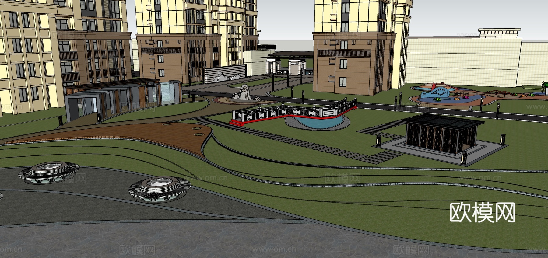 住宅景观 新中式  景观设计   毕业设计 风景园林su模型