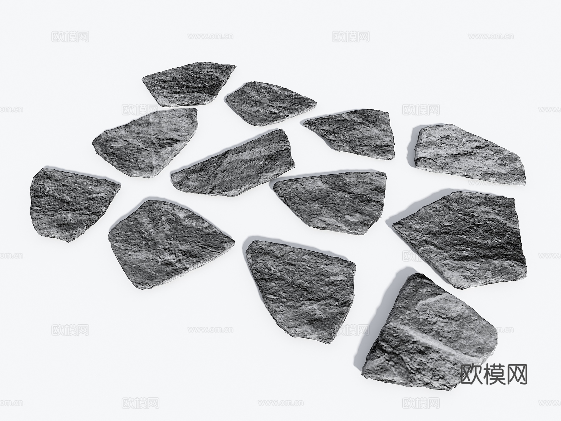 片岩 汀步 铺装 碎拼铺装 片岩碎拼 现代石材su模型