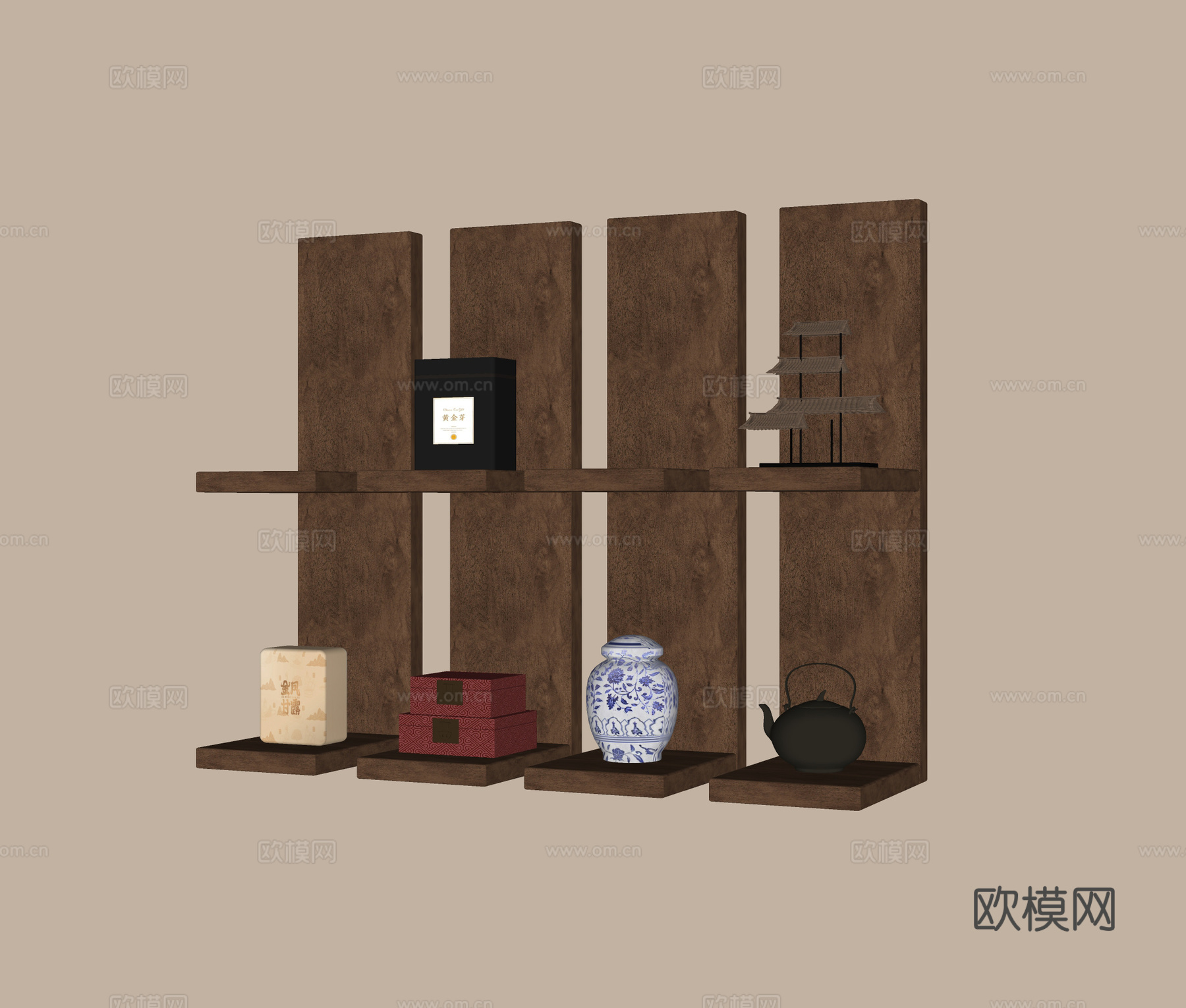 现代置物架 装饰架su模型