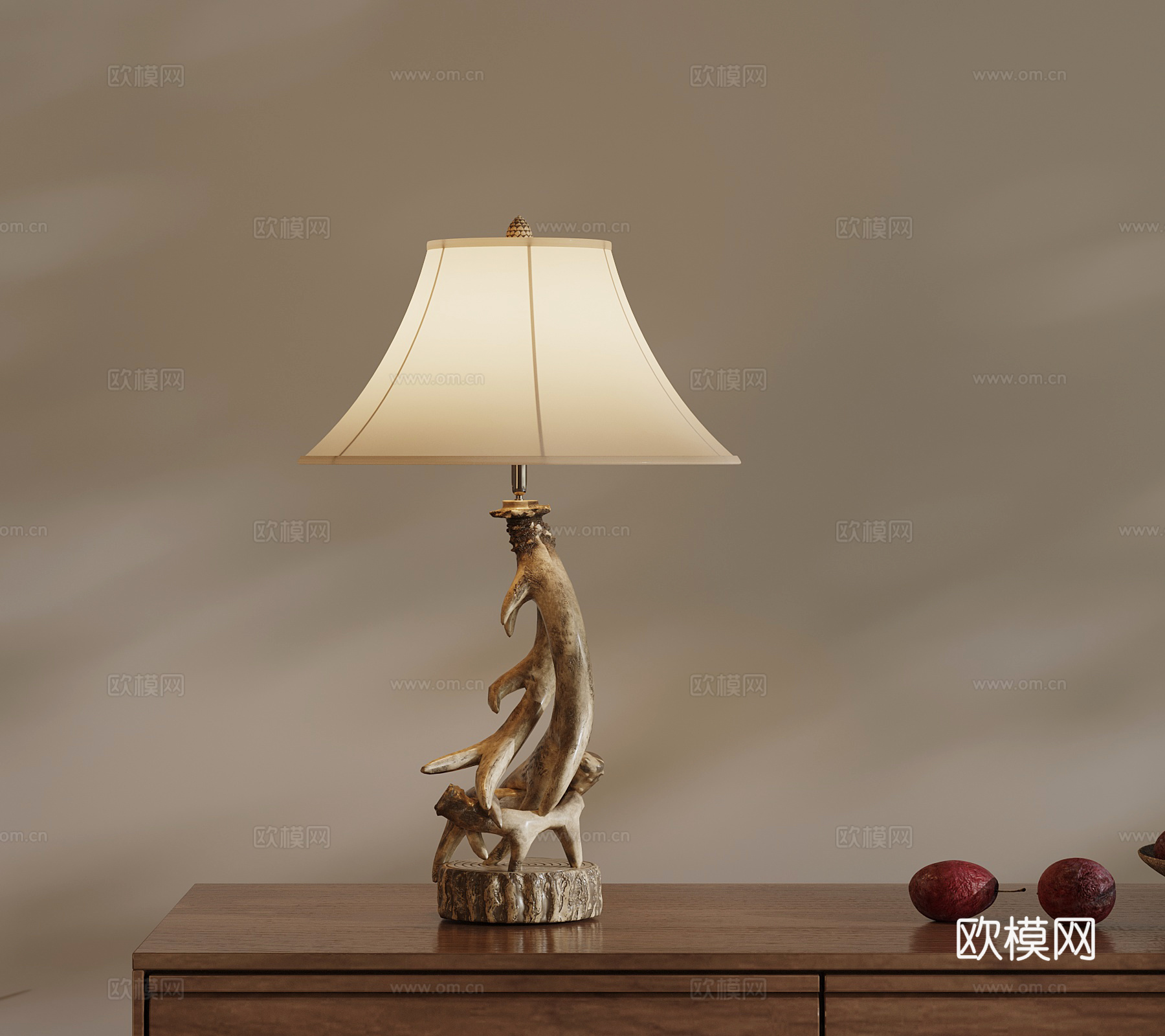 侘寂中古台灯 木头台灯su模型