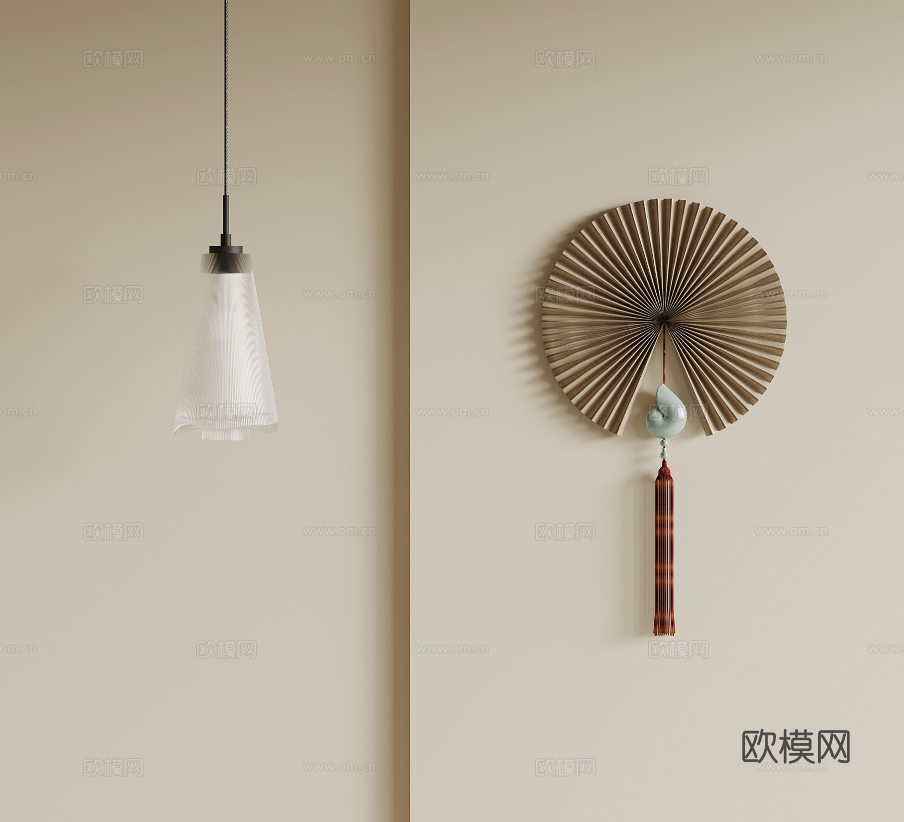 新中式挂件 墙饰su模型