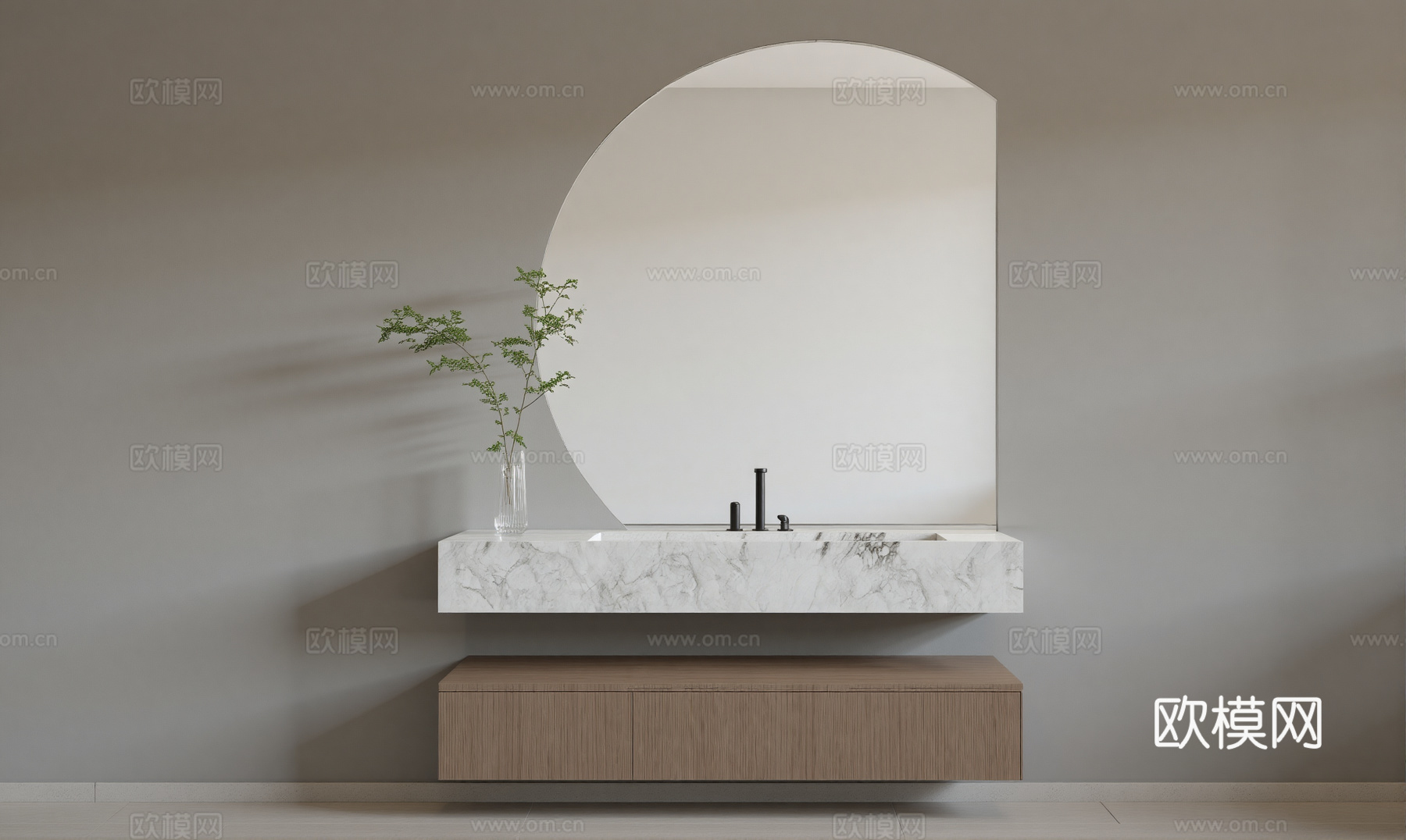 现代浴室柜洗手台su模型