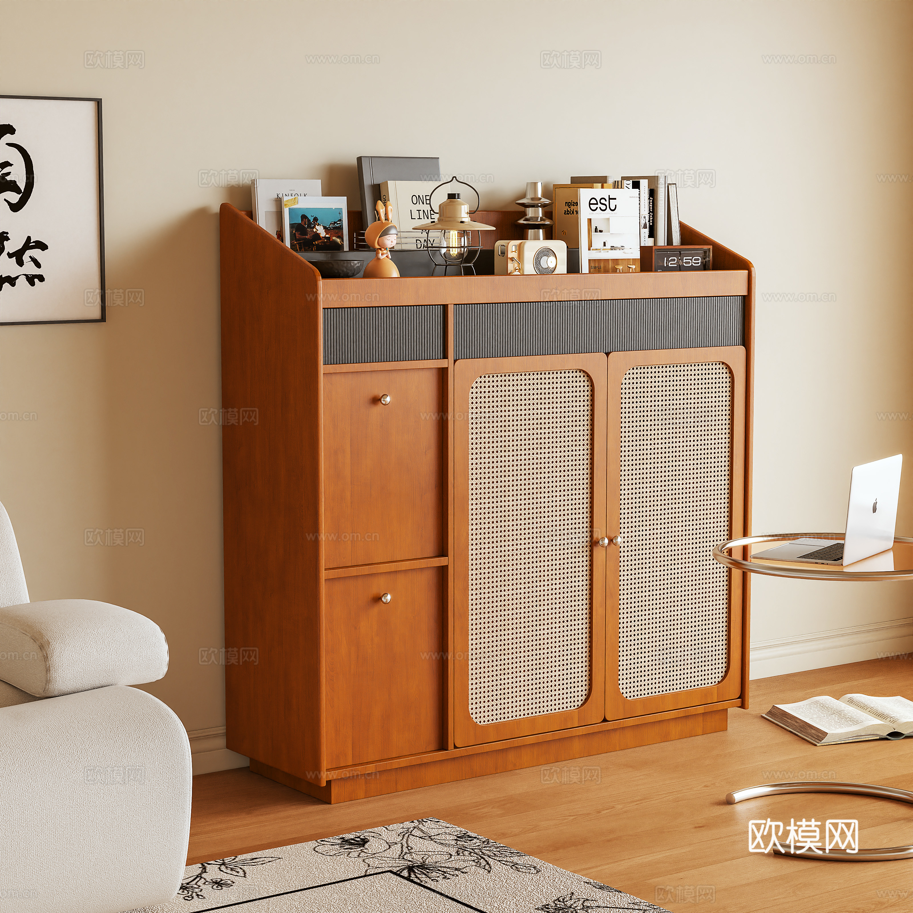 储物柜 杂志柜 置物柜 边柜 玄关柜 摆件3d模型下载