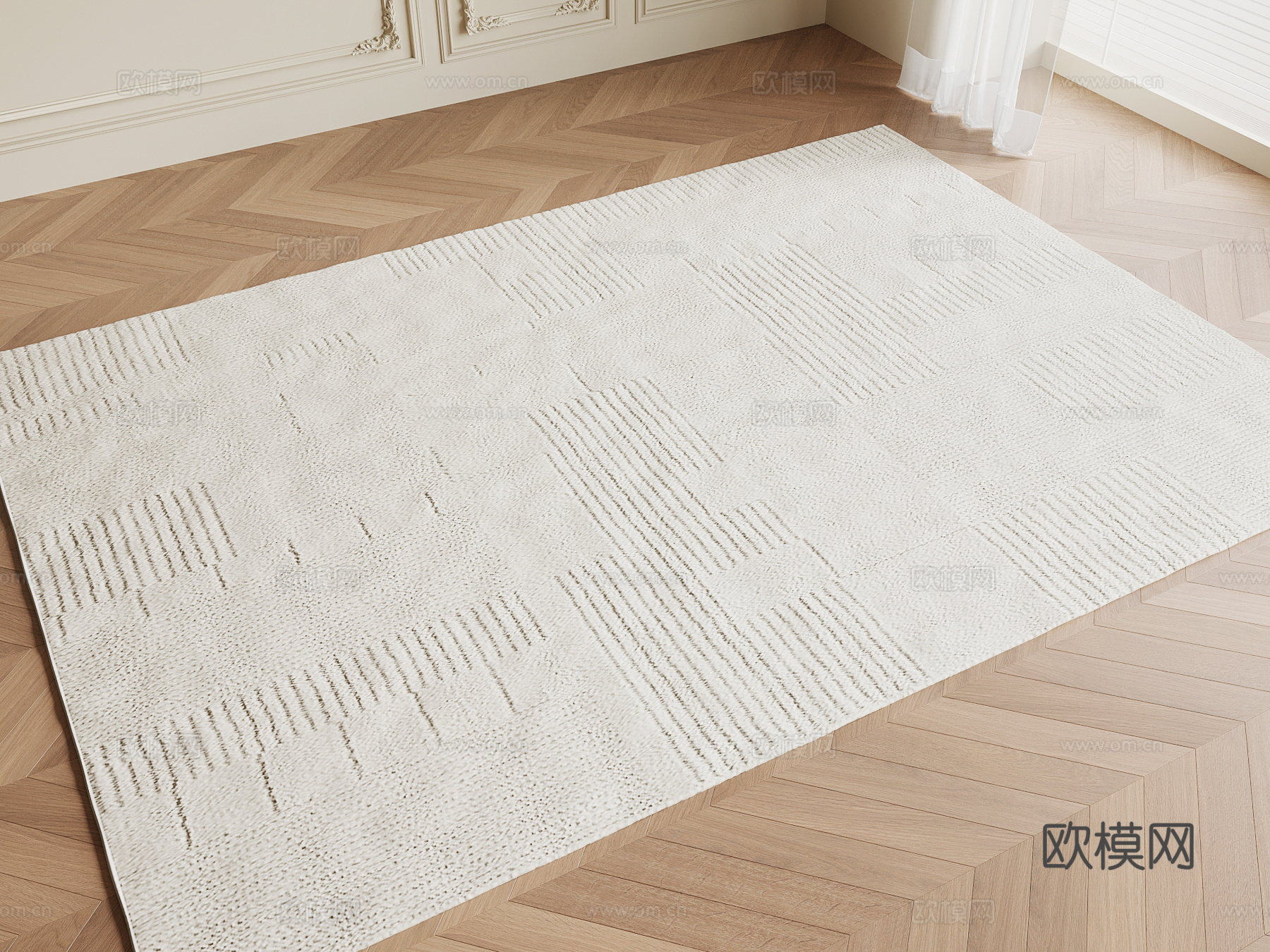 现代奶油地毯su模型