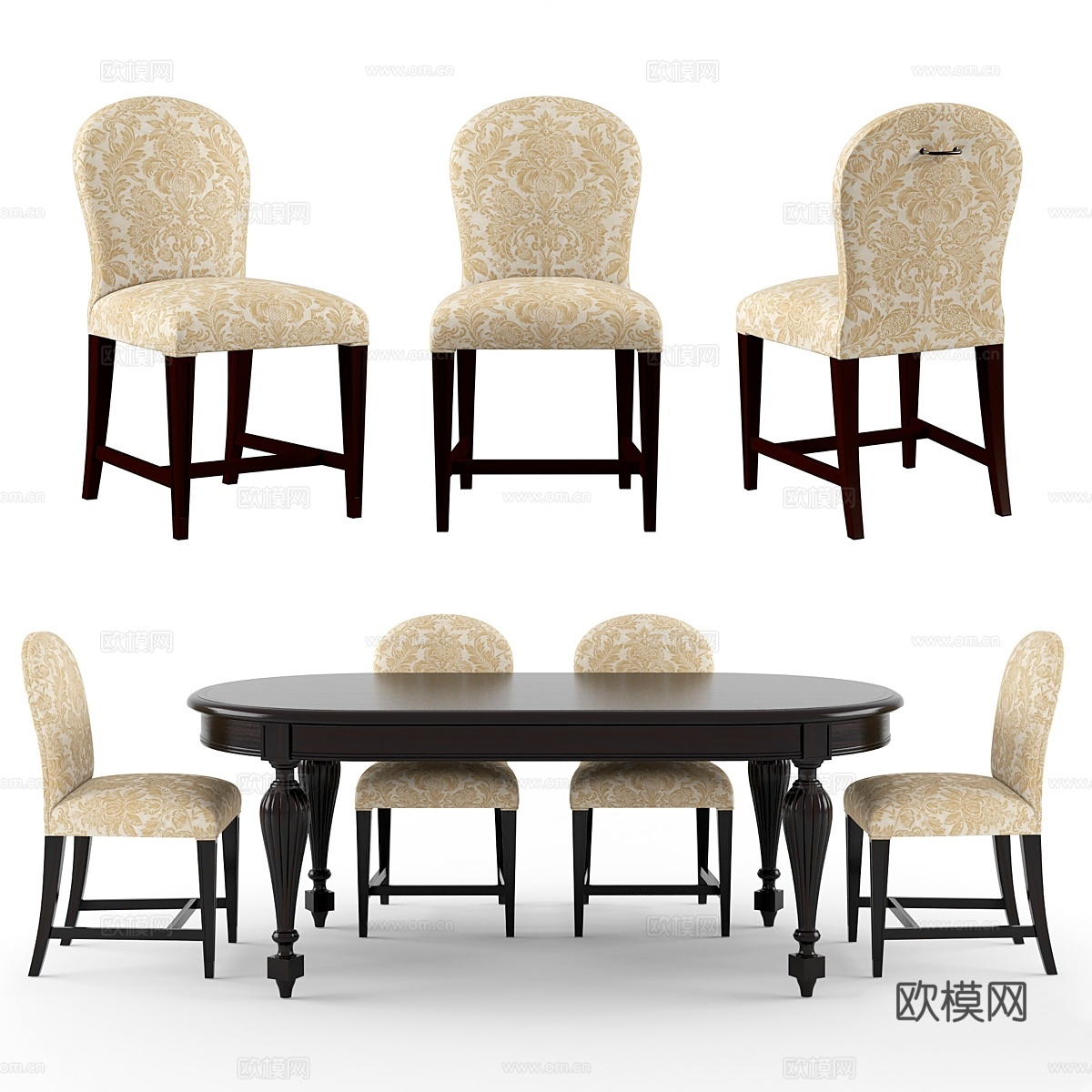 托斯康诺瓦卡诺瓦餐桌弗洛餐椅3d模型下载