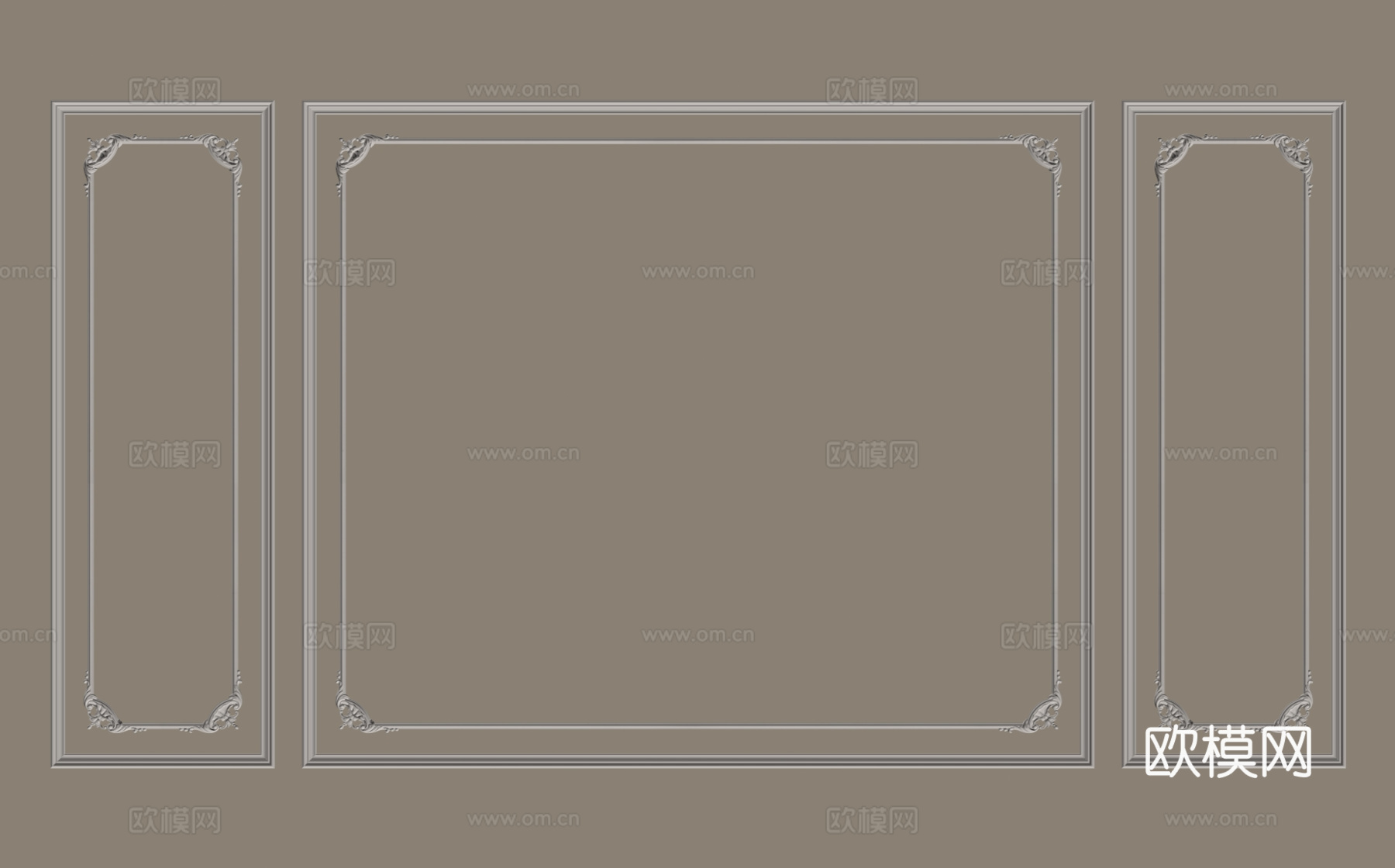 法式复古线条 背景墙 石膏线su模型