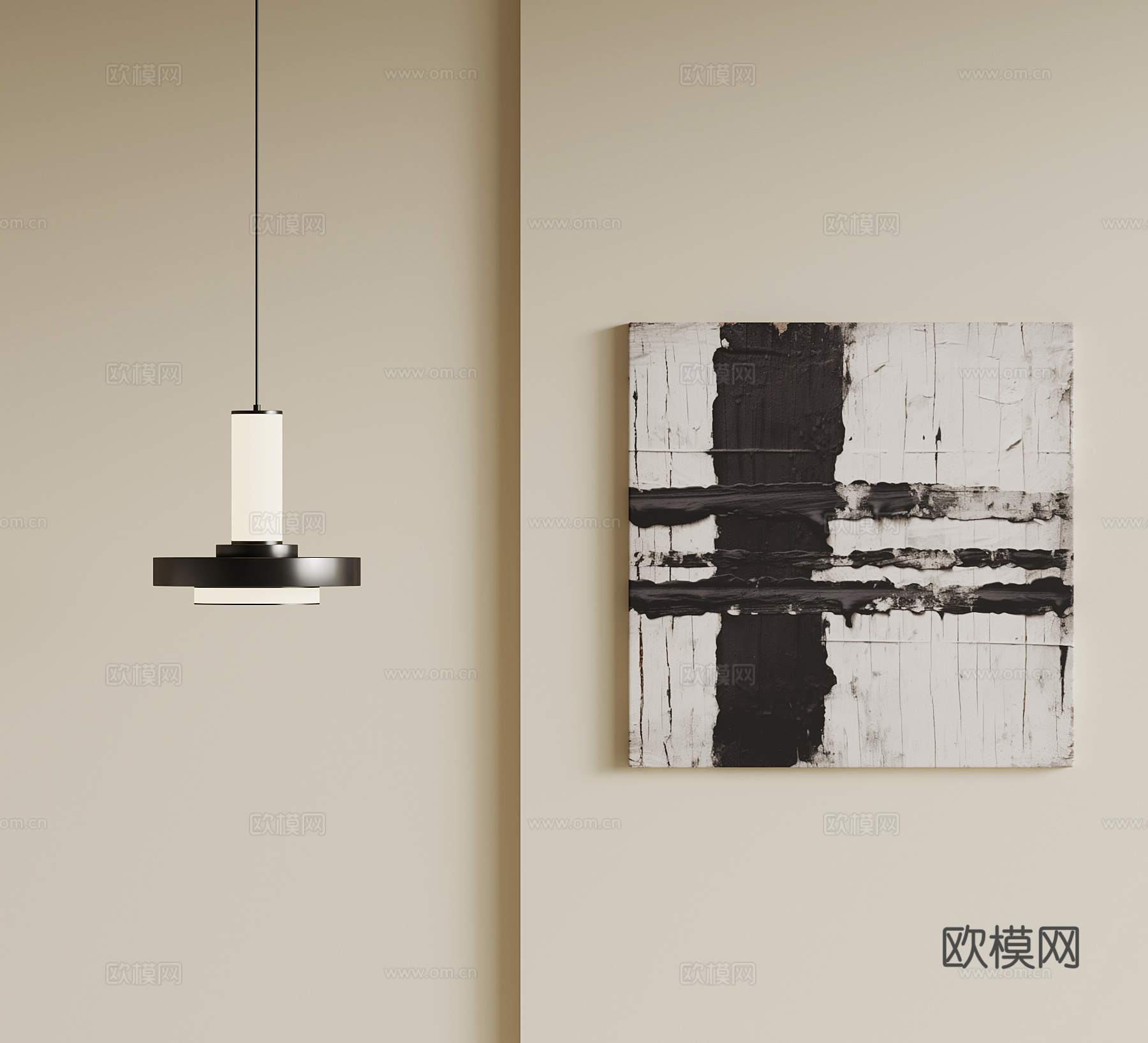 现代挂画 抽象客厅装饰画su模型