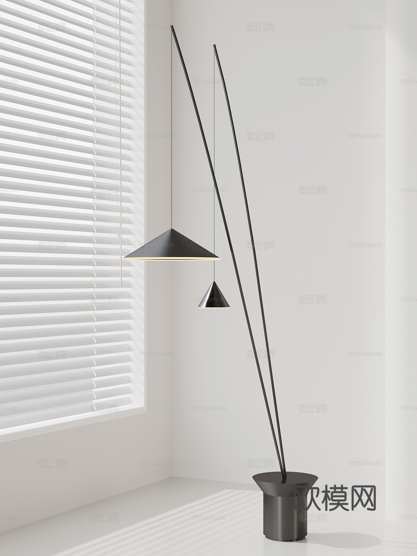 现代落地灯 鱼线落地灯su模型