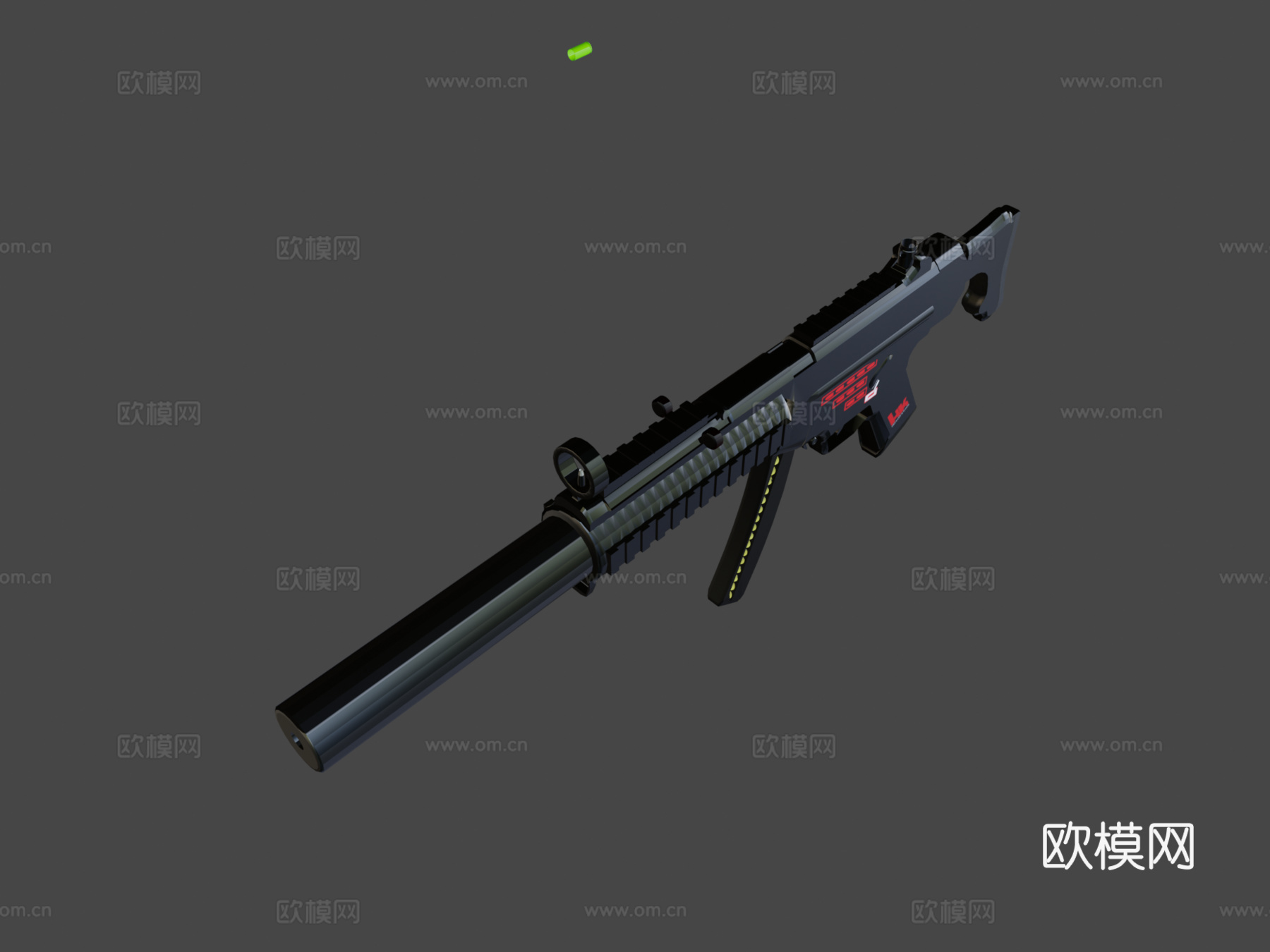 MP5隐秘型1射击动画3d模型下载（渲染图6）