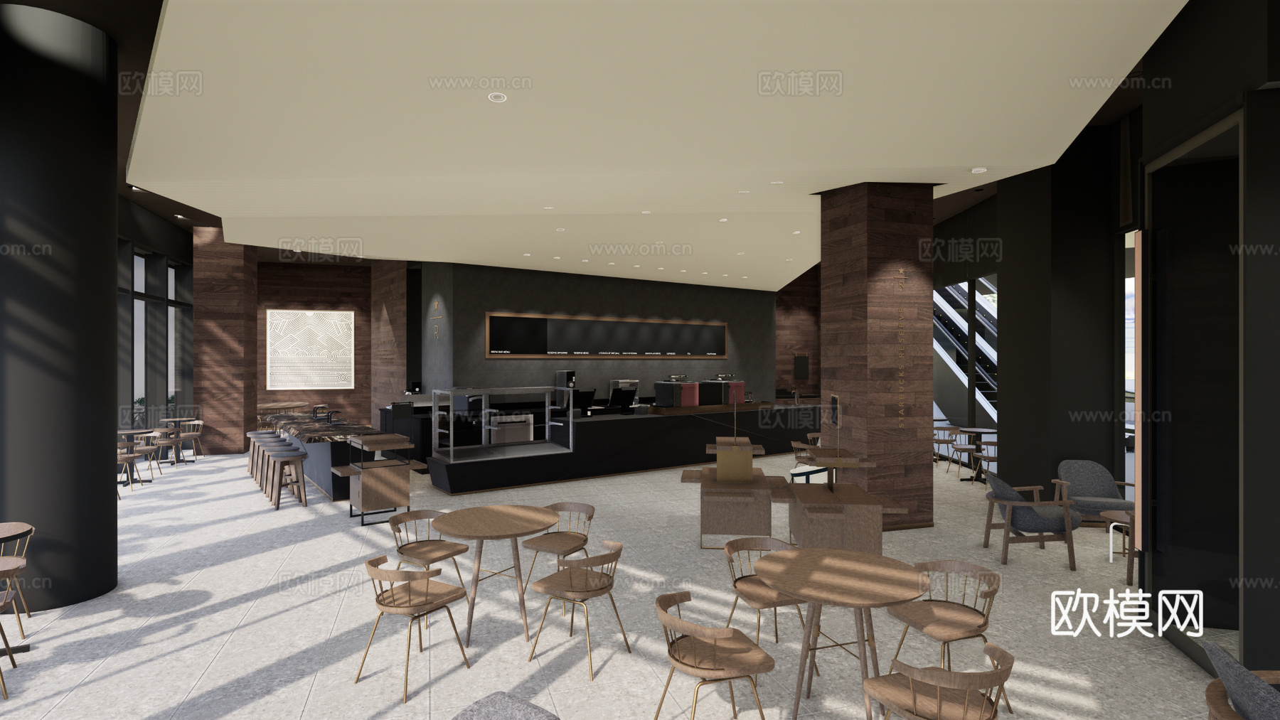 咖啡店 奶茶店 最新全套施工图 效果图合集cad施工图