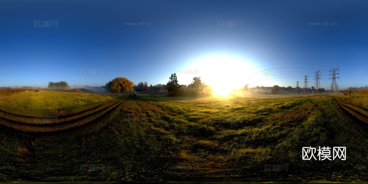 户外乡村草地天空夕阳