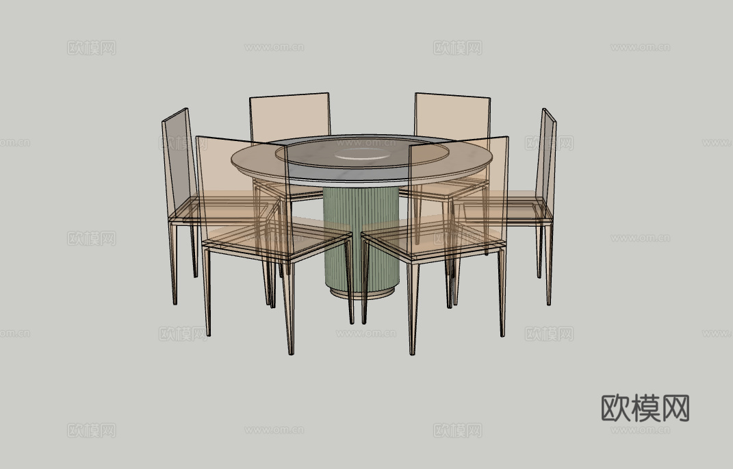 现代餐厅圆桌su模型
