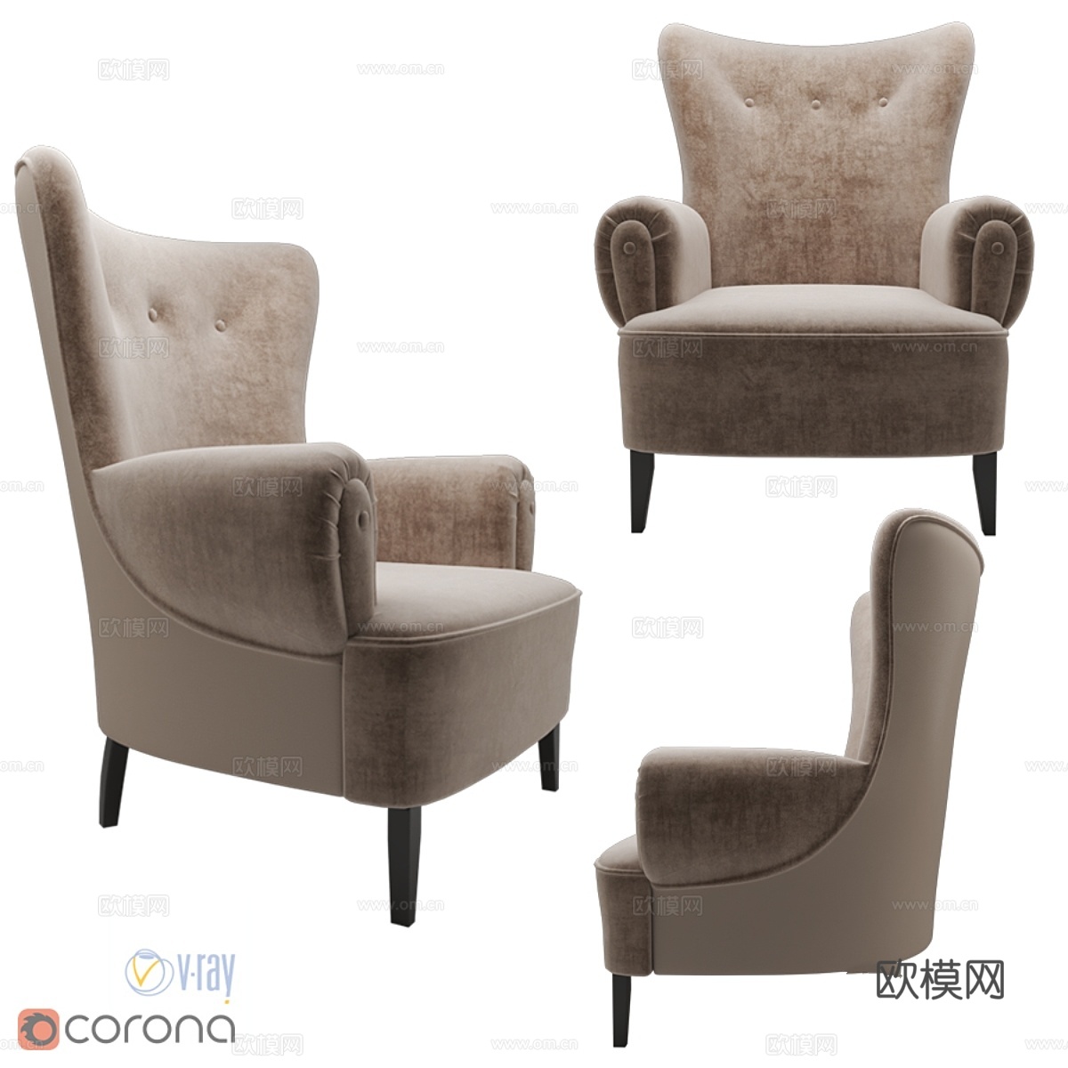 Brabbu Clerk扶手椅3d模型下载