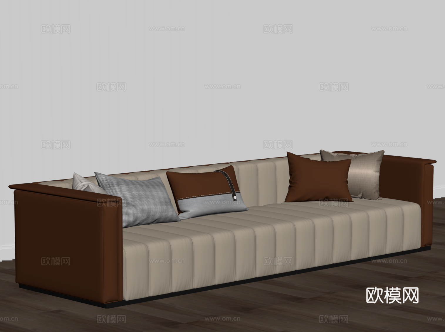 现代意式沙发 皮质沙发 多人沙发su模型