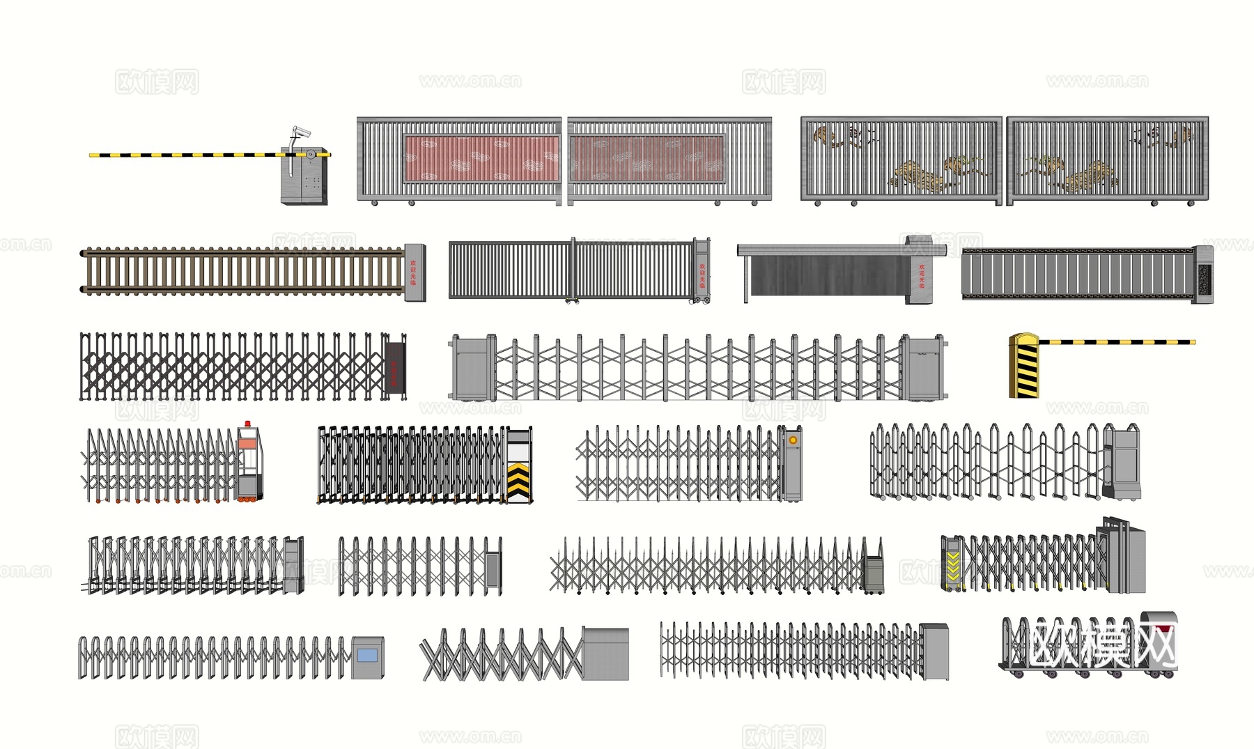 户外大门电动闸门su模型下载（渲染图2）