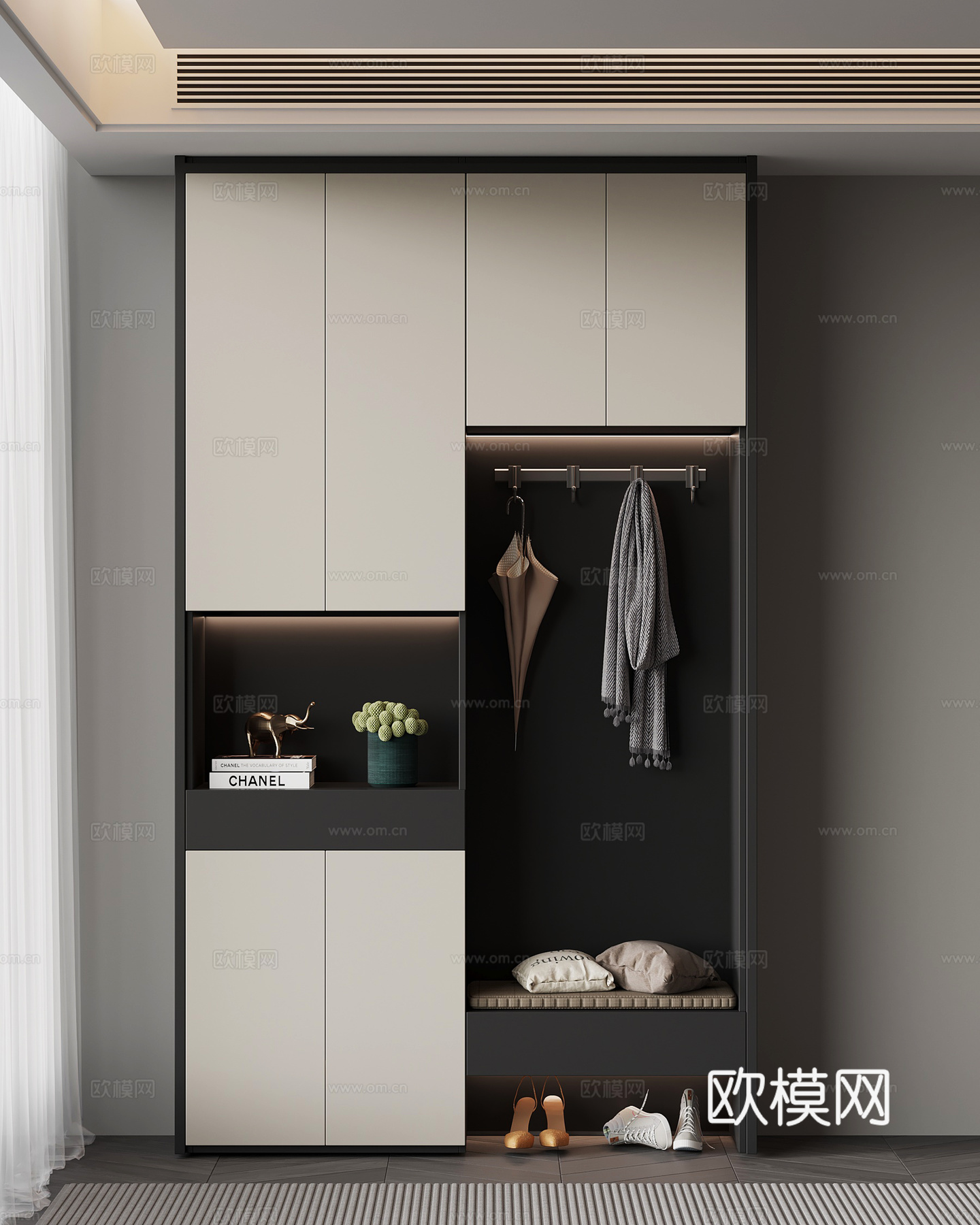 现代玄关鞋柜su模型