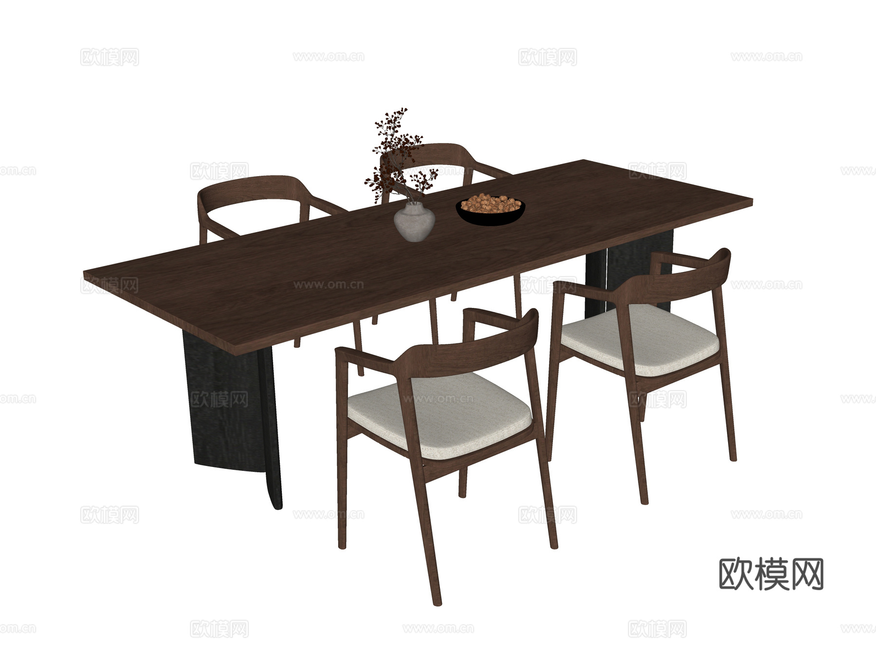 现代餐桌椅 餐椅 餐桌su模型