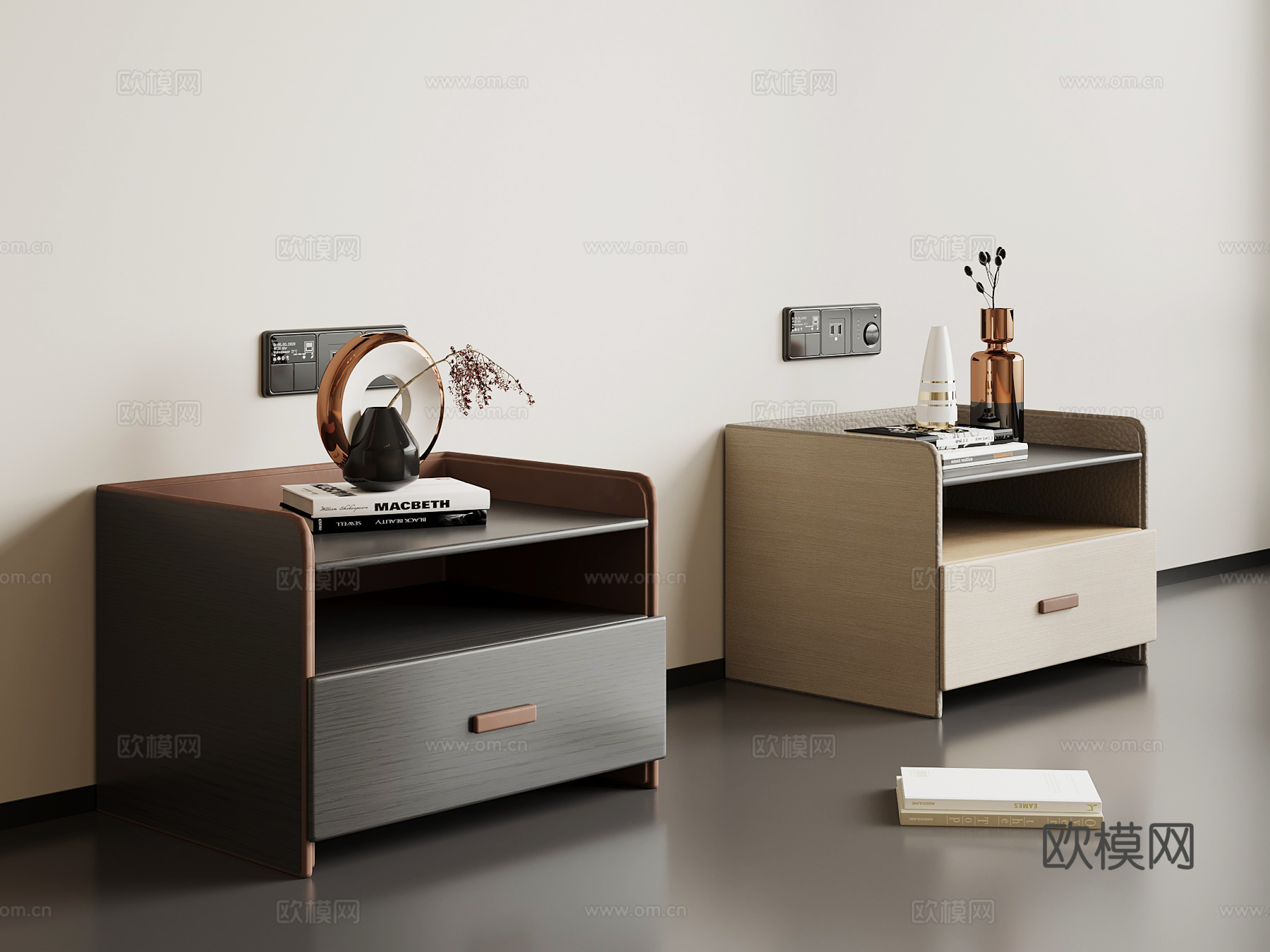 现代意式床头柜su模型