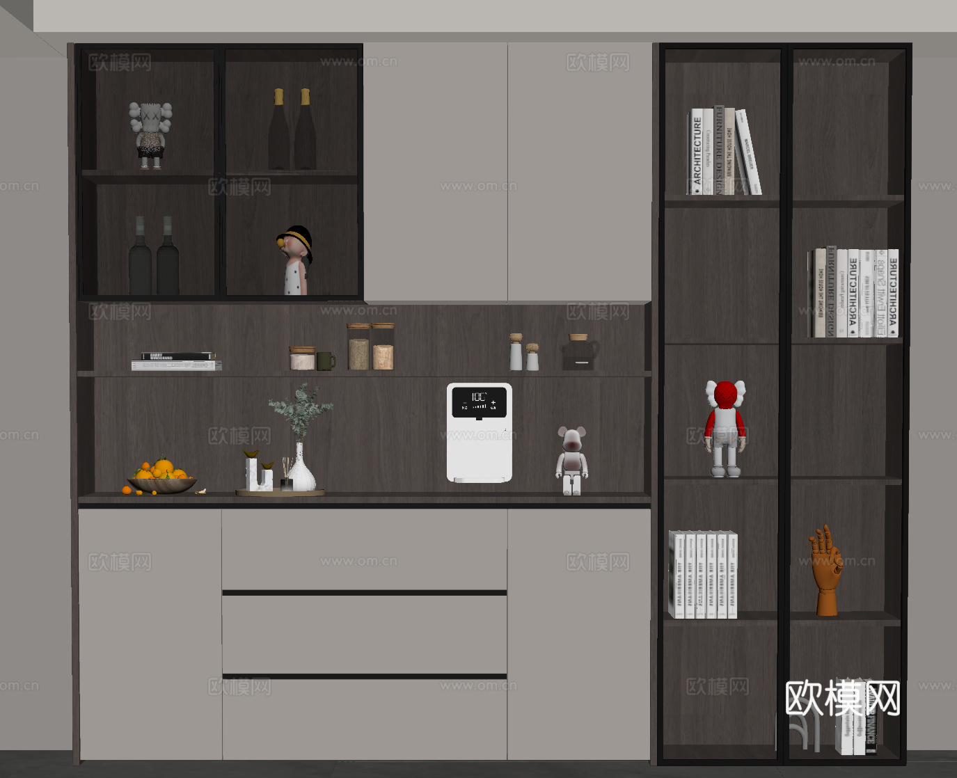现代意式餐边柜 酒柜su模型