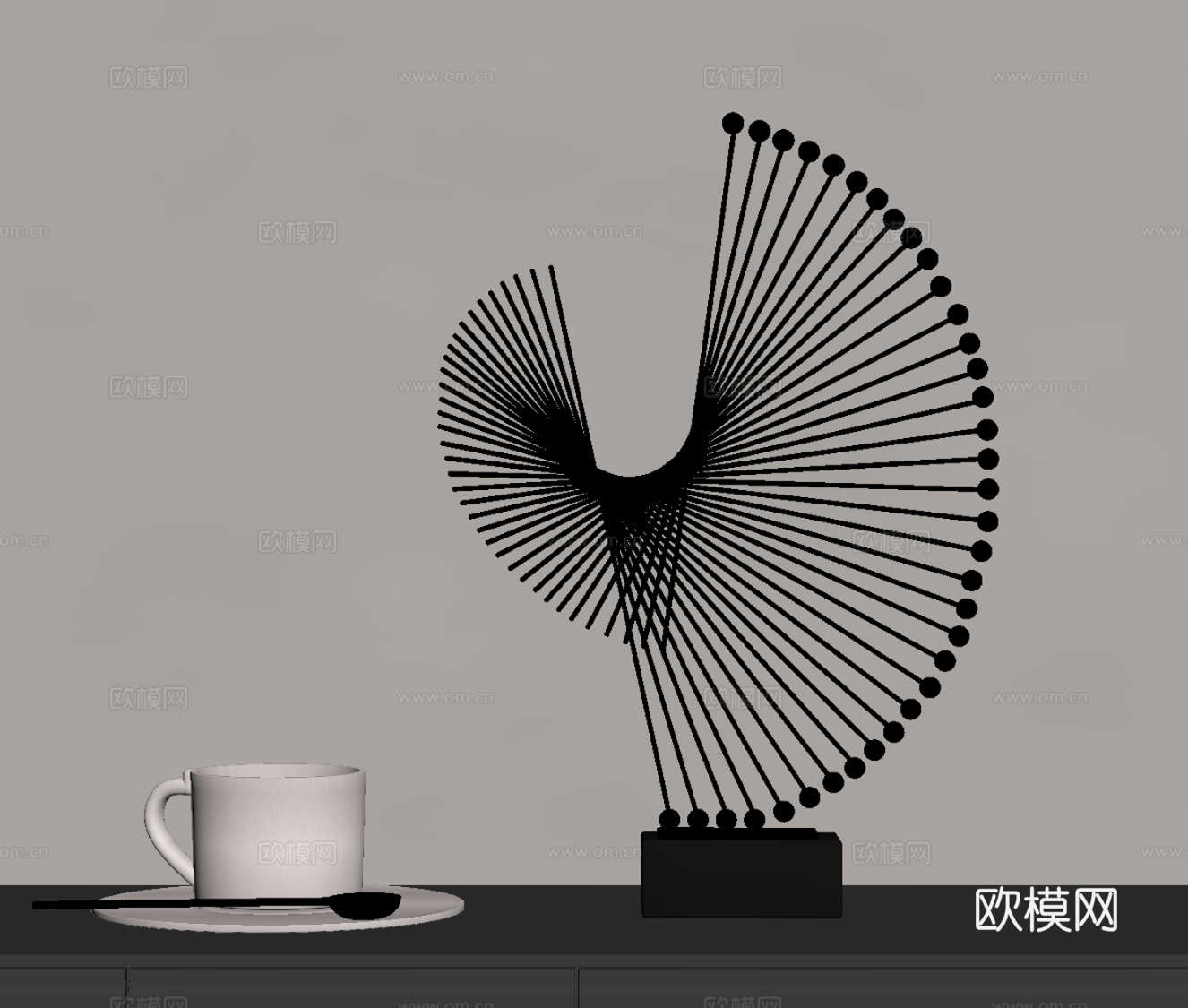 现代意式摆件 艺术装置su模型