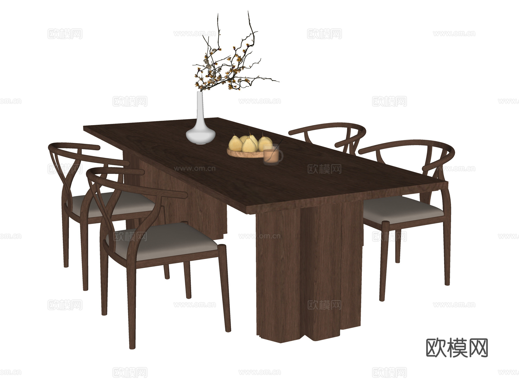 现代餐桌椅 餐椅 餐桌su模型