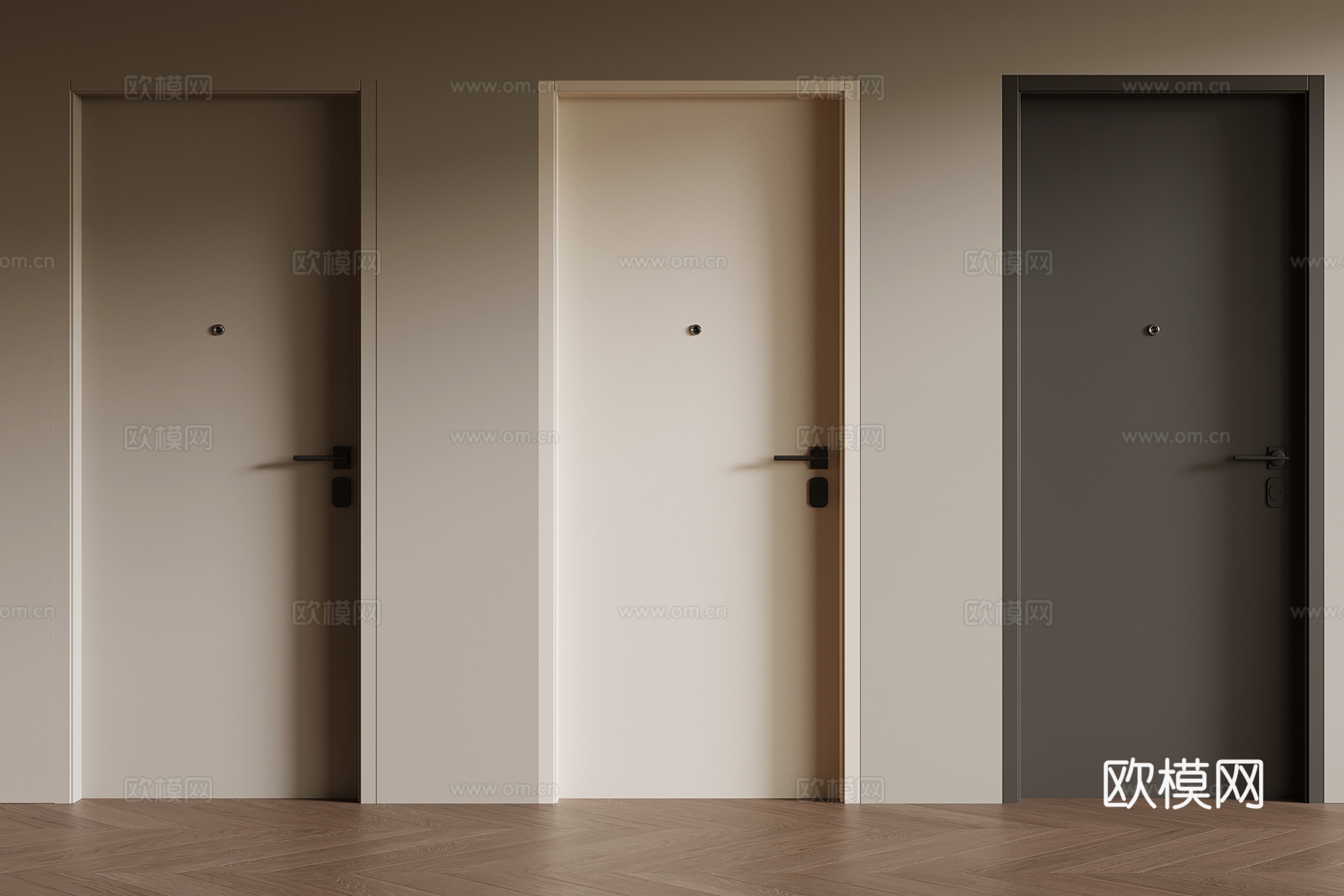现代单开门 室内门su模型