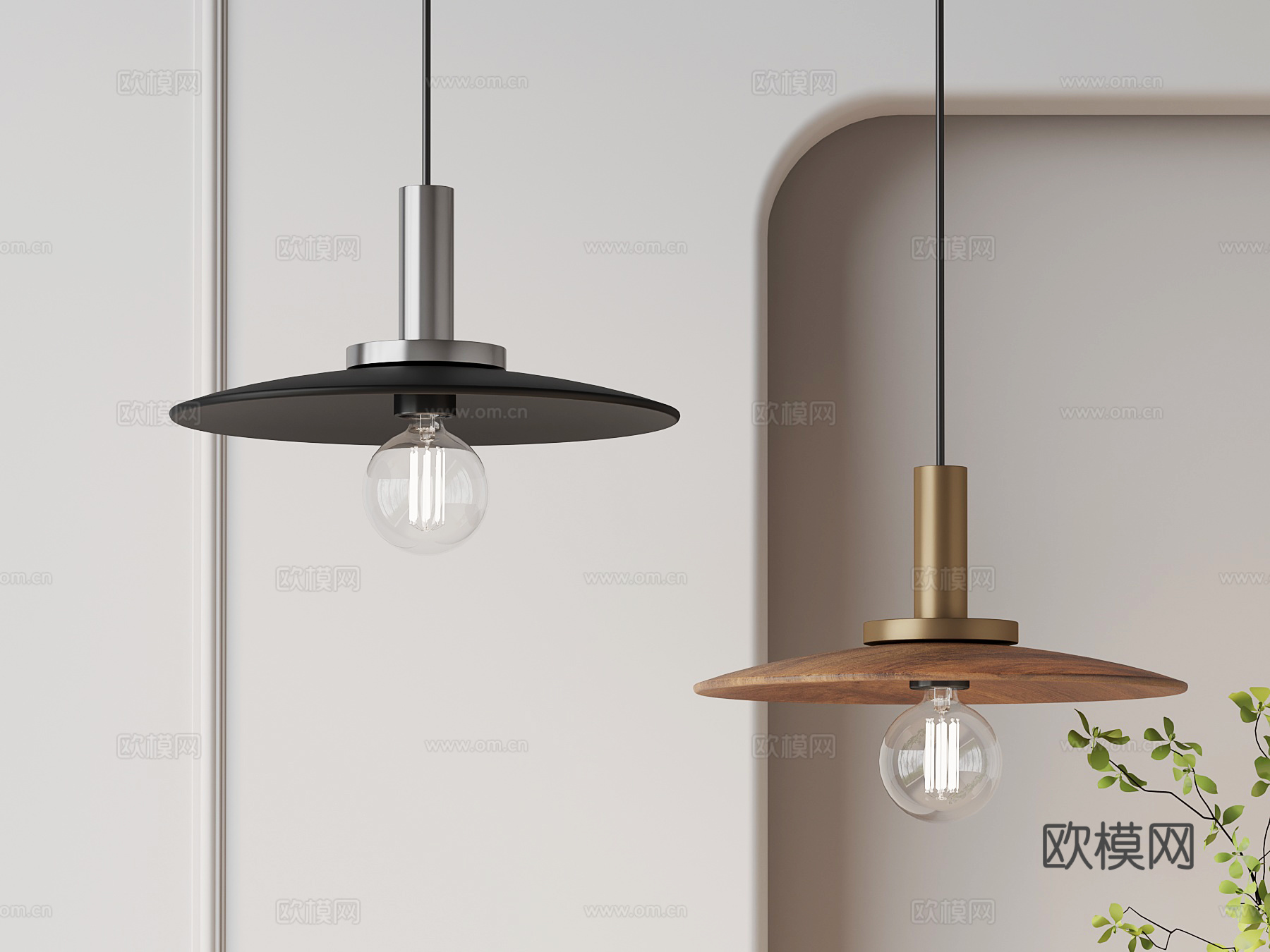 现代中古吊灯 小吊灯 鱼线吊灯su模型