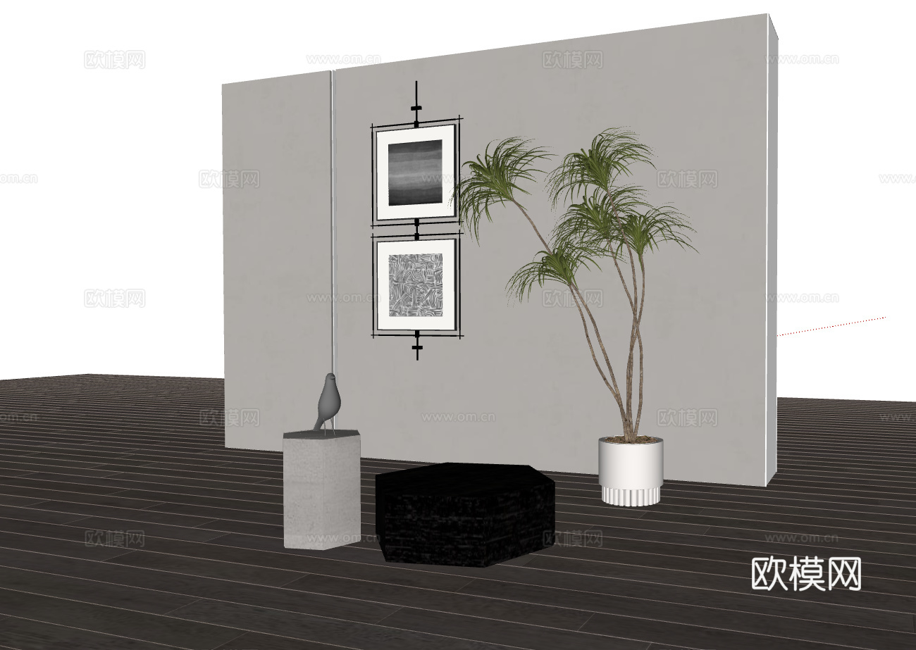 极简风格客厅角落布置模型su模型