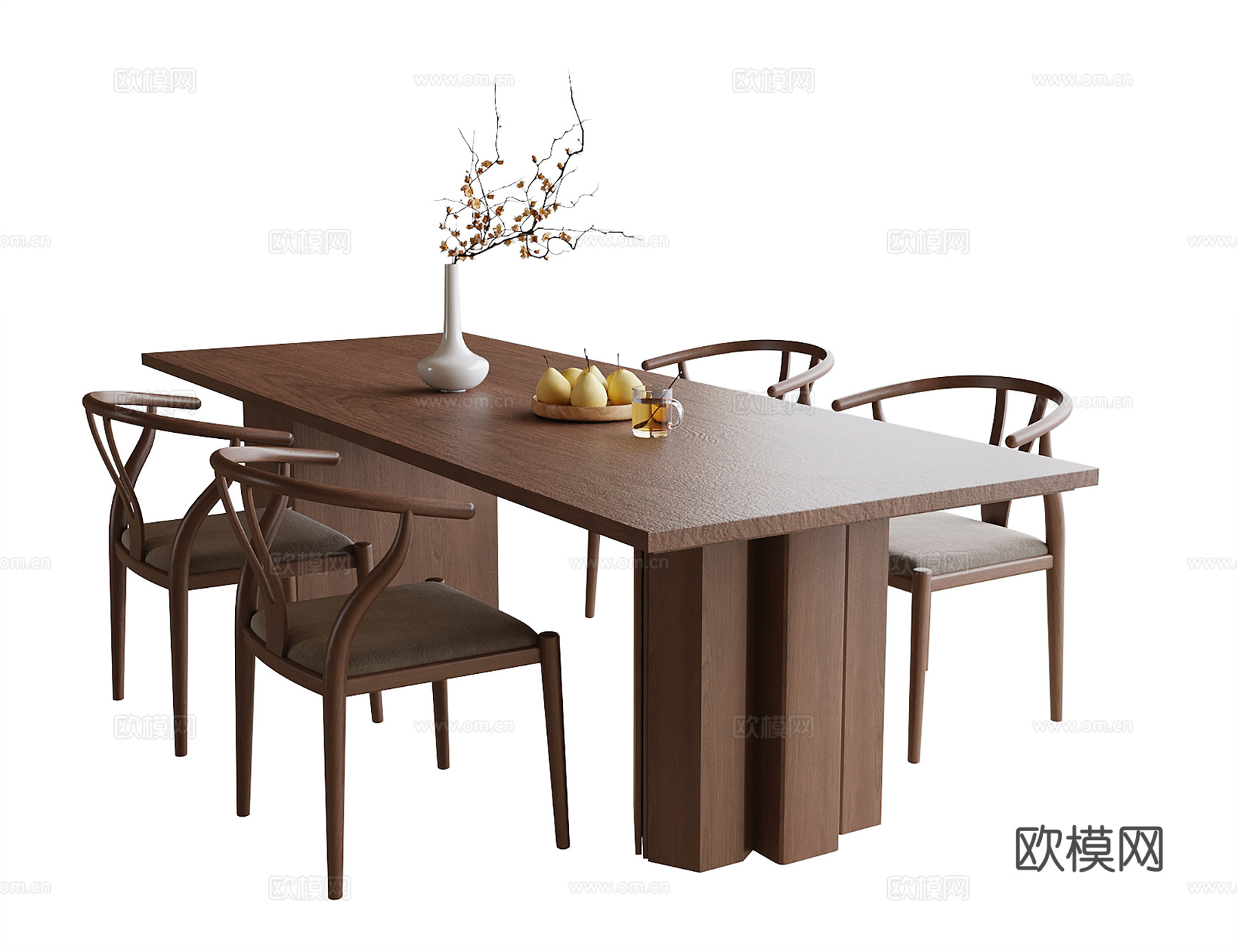 现代餐桌椅 餐椅 餐桌su模型