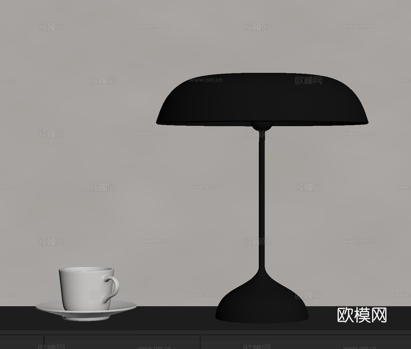 现代意式台灯 金属台灯su模型