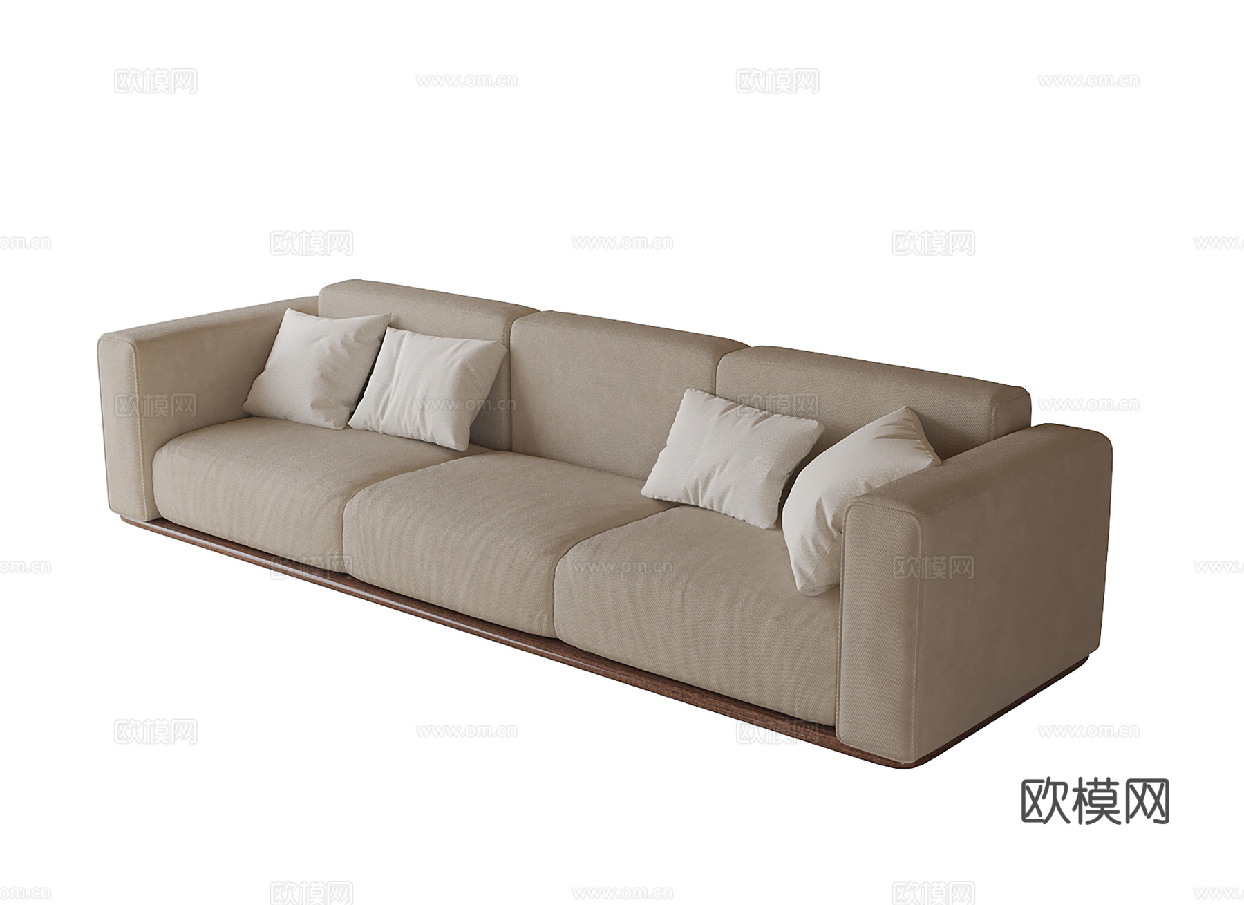 现代三人沙发 布艺沙发su模型下载（渲染图1）