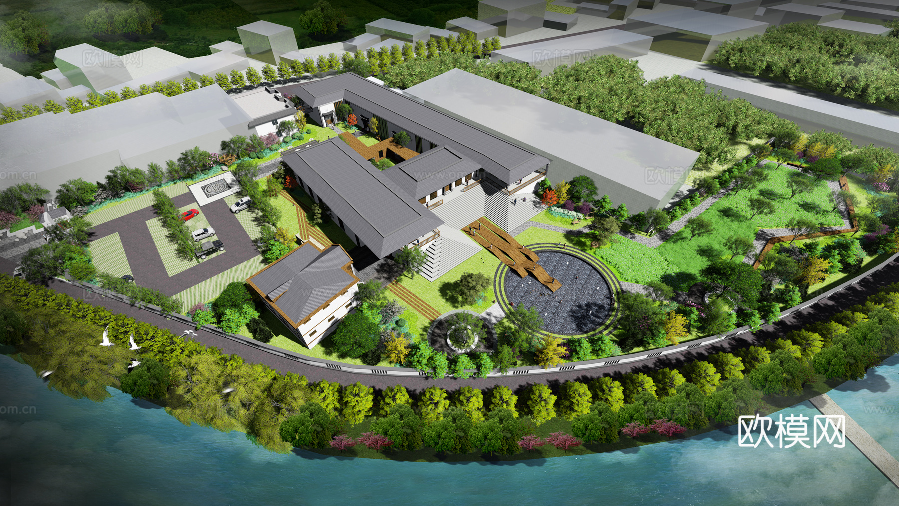 度假区景观  景观设计  民宿度假景观  毕业设计 风景园林su模型