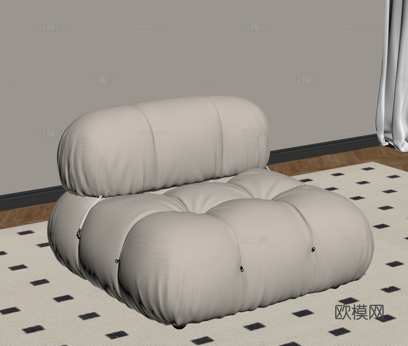 现代奶油风单人沙发 懒人沙发su模型
