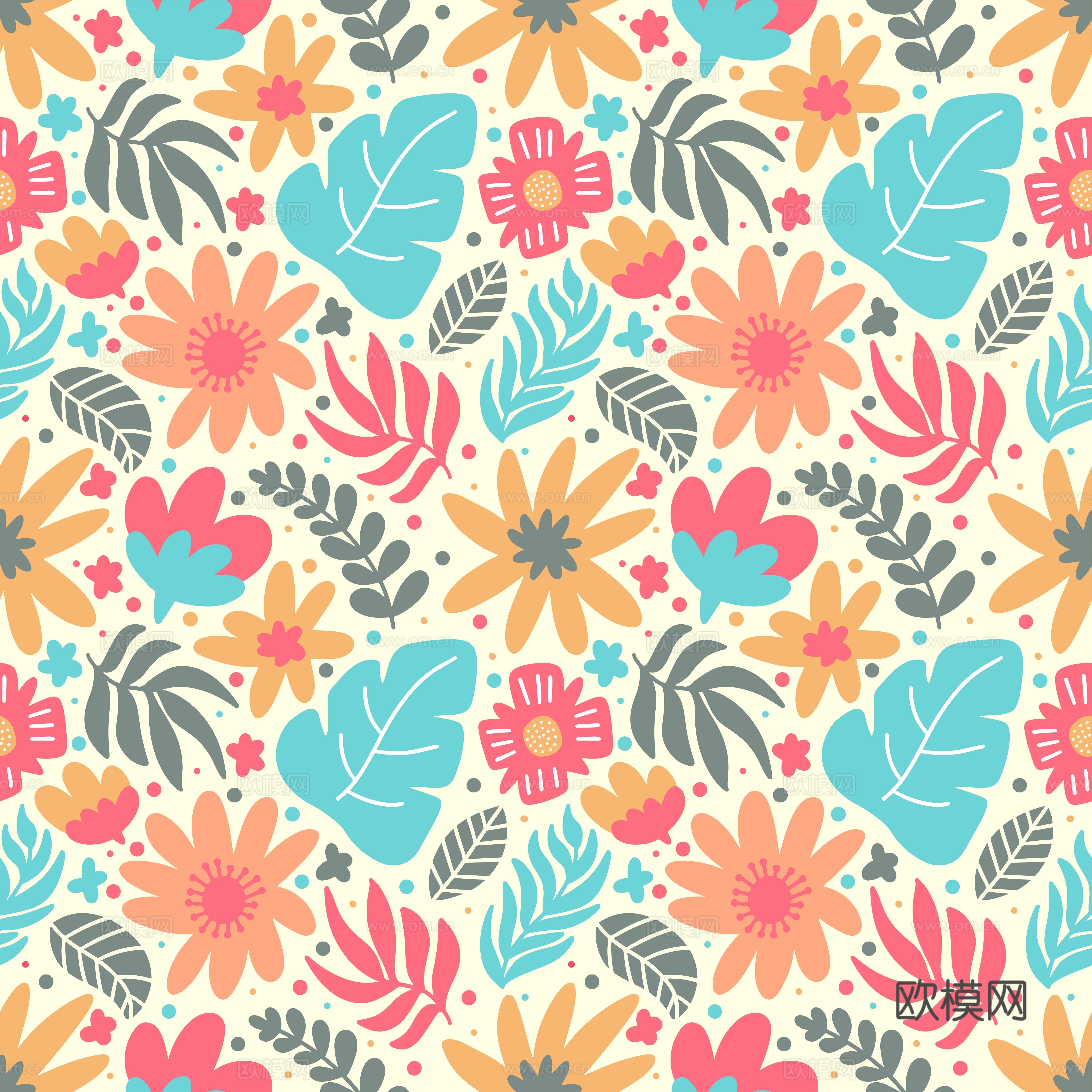 现代植物印花壁纸