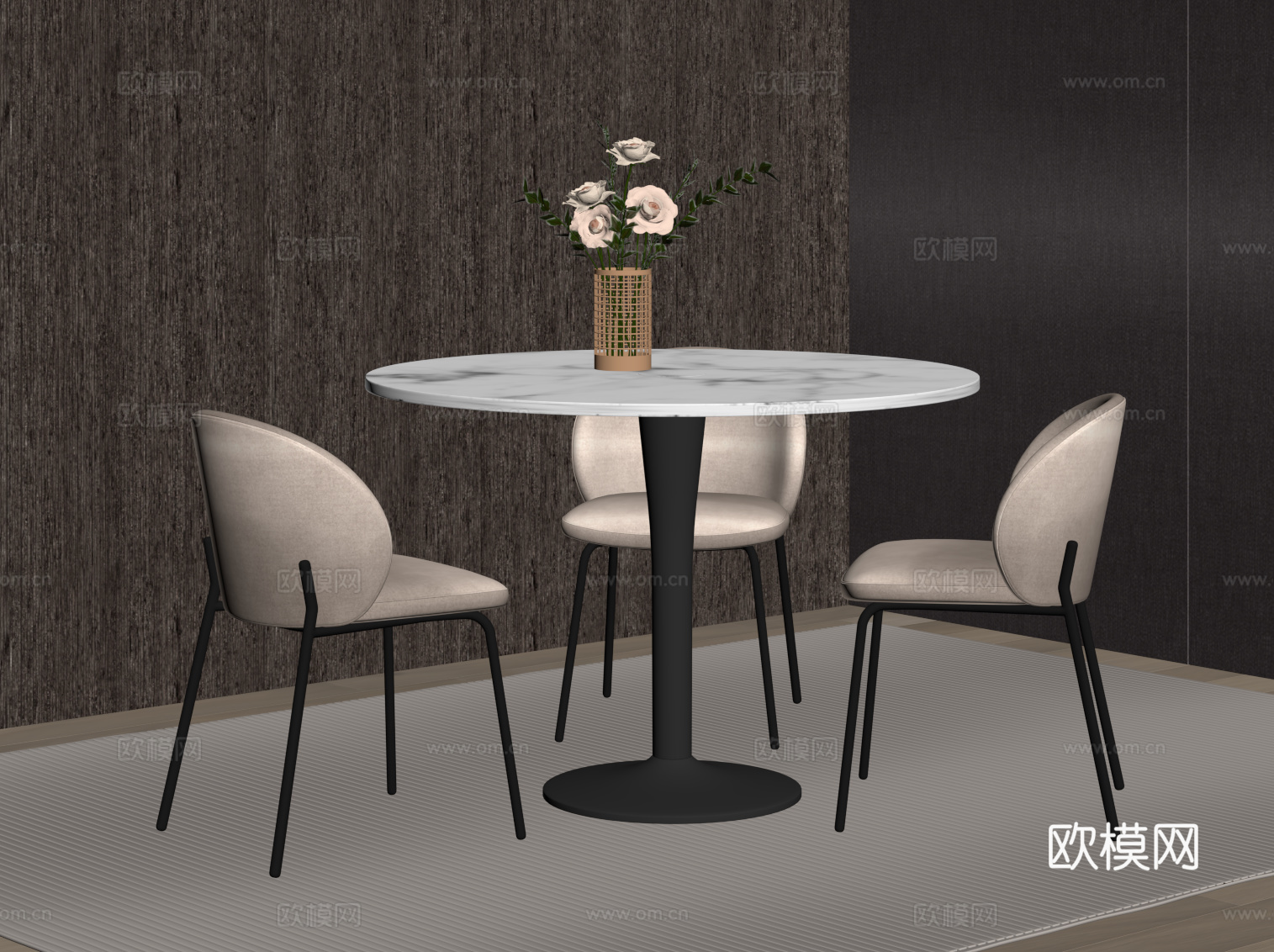 现代餐桌椅 洽谈桌椅su模型
