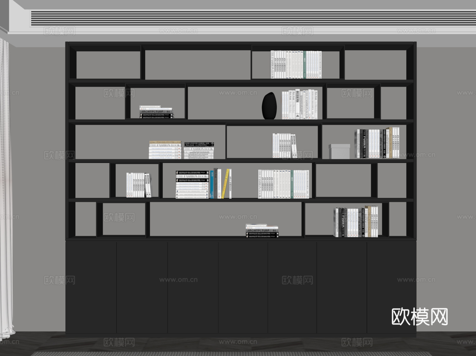 现代意式书柜su模型