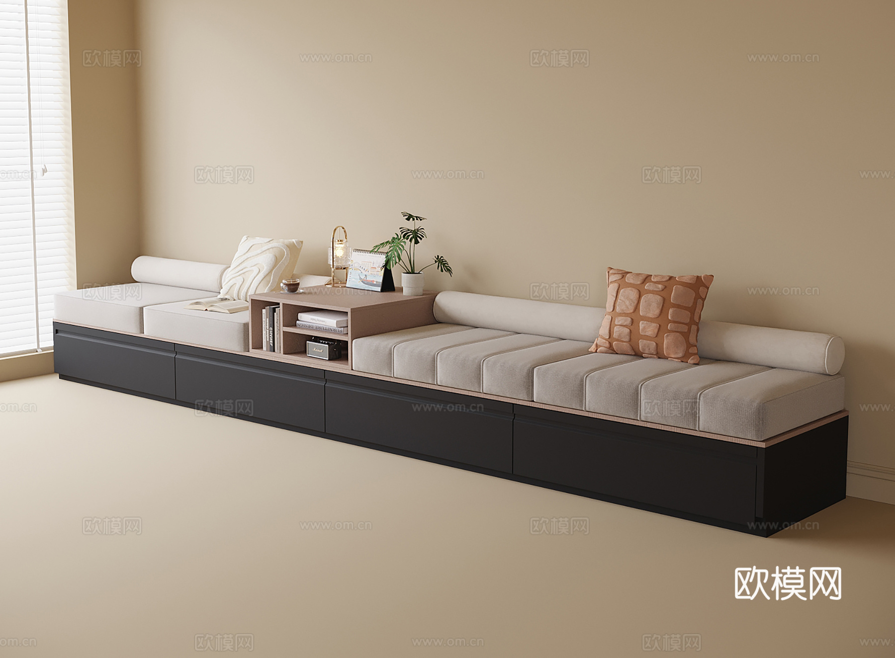 现代飘窗垫 飘窗柜su模型