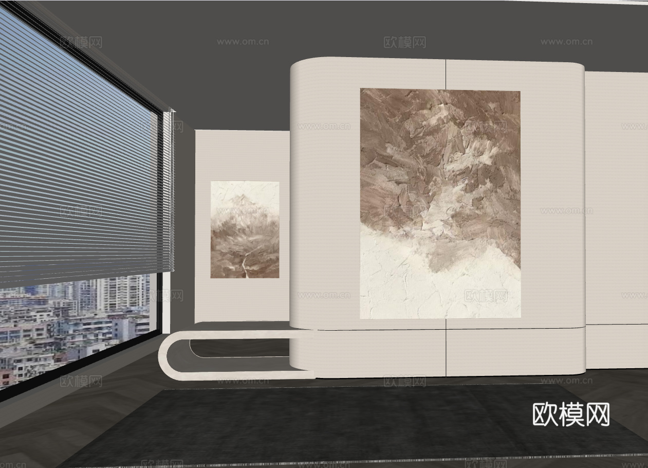 现代艺术墙面装置组合su模型