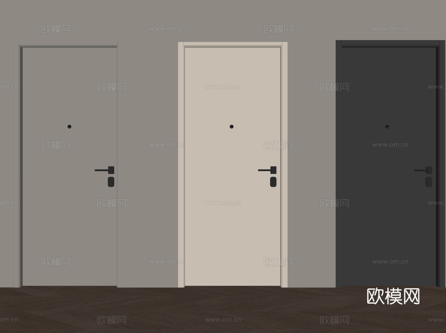 现代单开门 室内门su模型