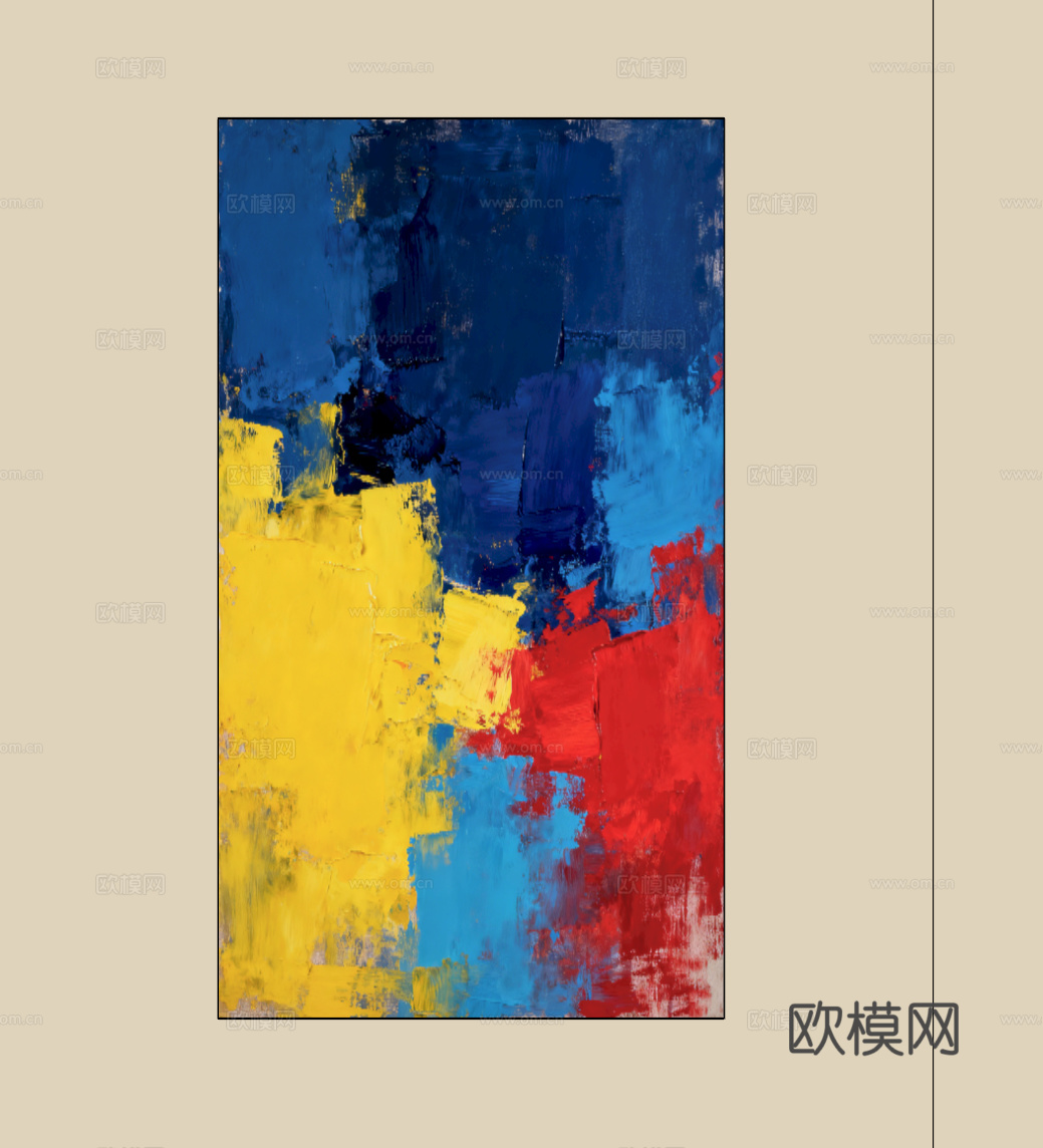 现代抽象油画装饰画su模型