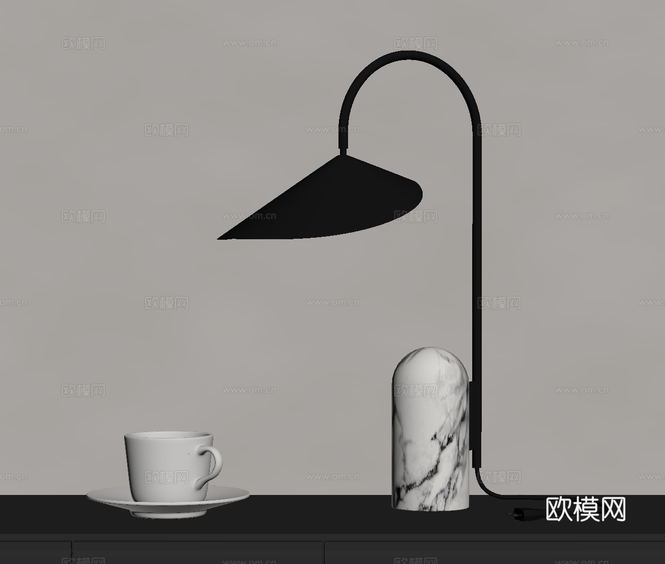 现代意式台灯su模型