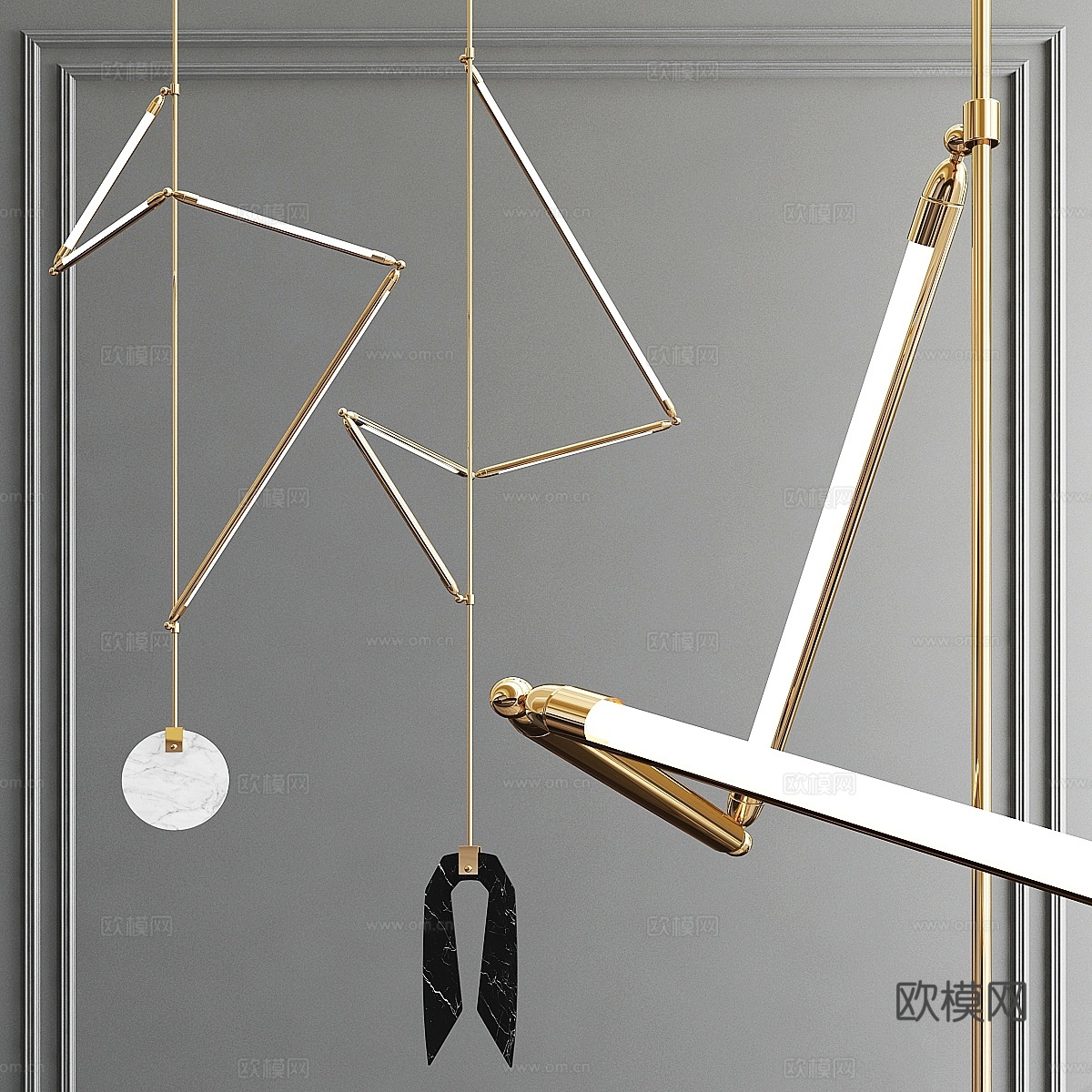 贝克·布里坦螺旋吊灯3d模型下载