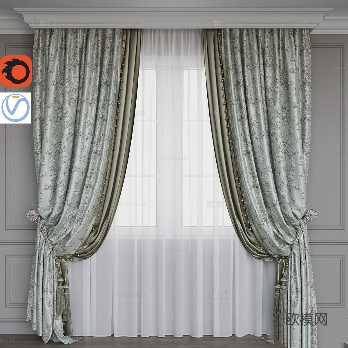 罗马帘2.8 绿花23d模型下载