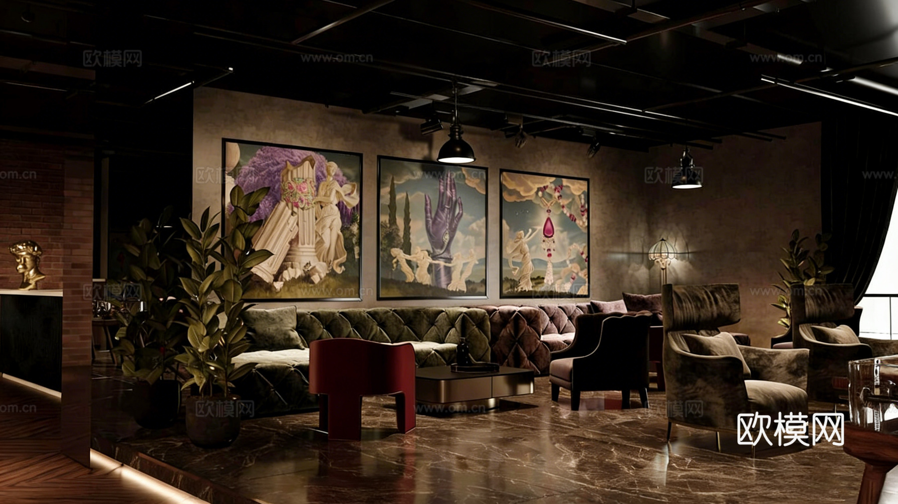 台球室 台球厅 娱乐空间 商业空间 俱乐部3d模型