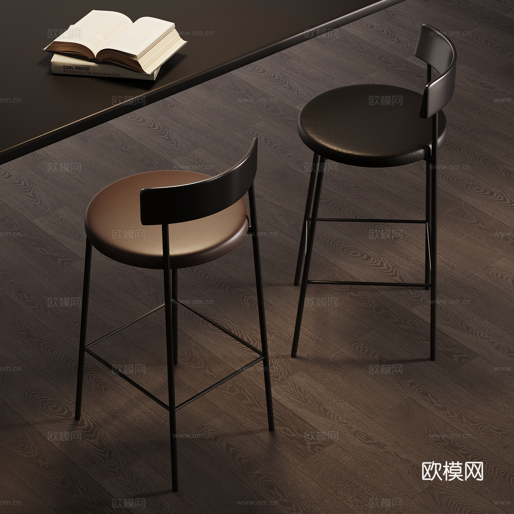 现代意式吧椅 吧凳su模型