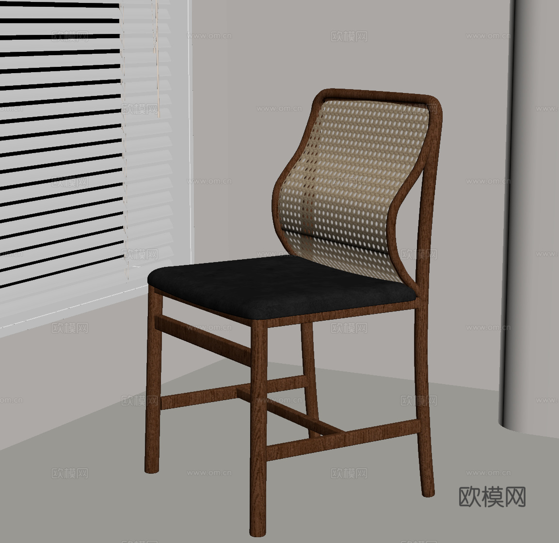 中古风餐椅 单椅 休闲椅su模型