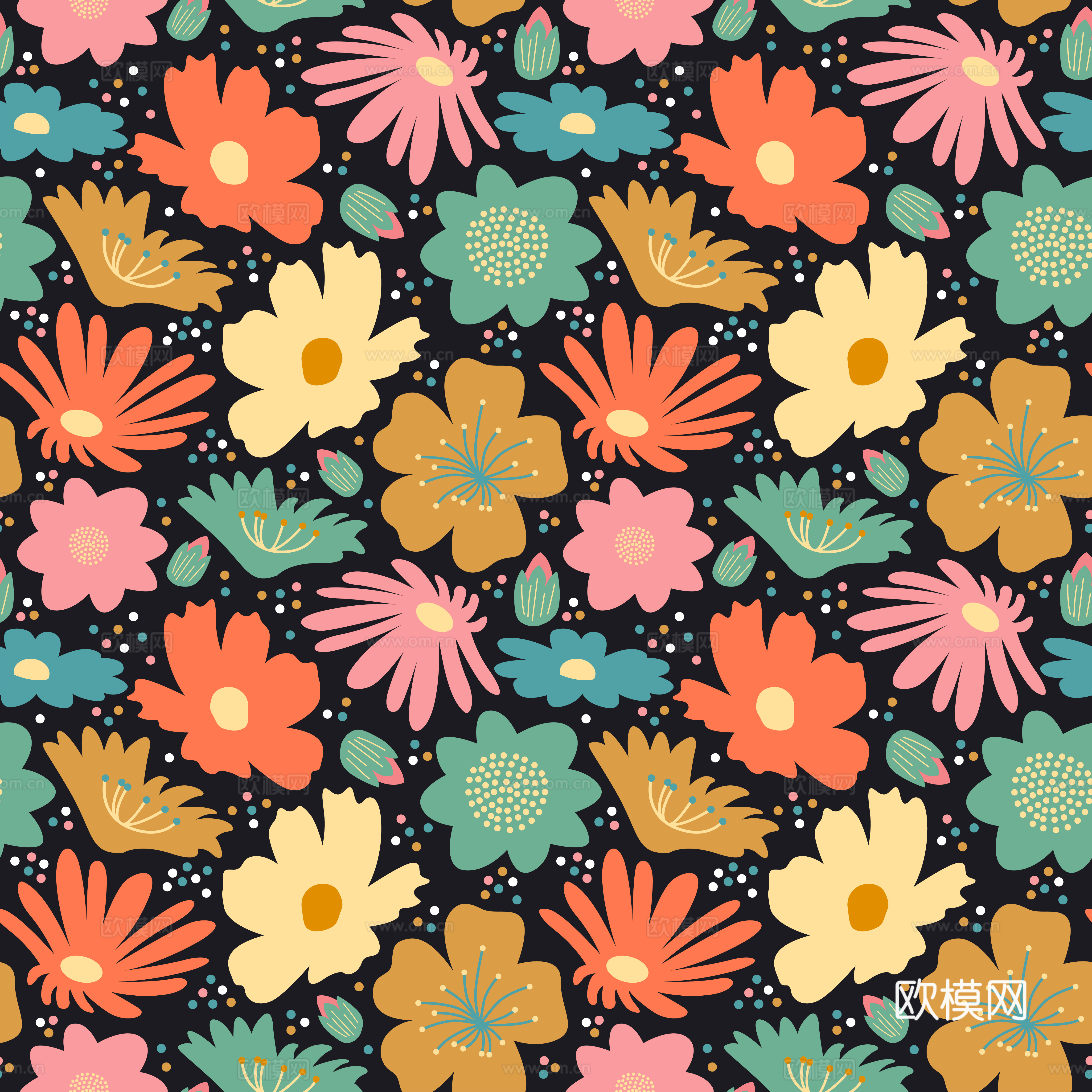 现代植物印花壁纸