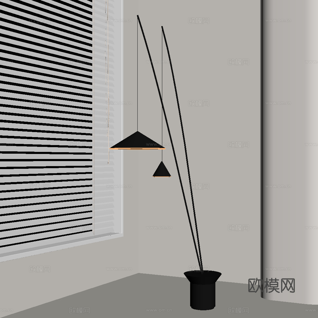 现代落地灯 鱼线落地灯su模型
