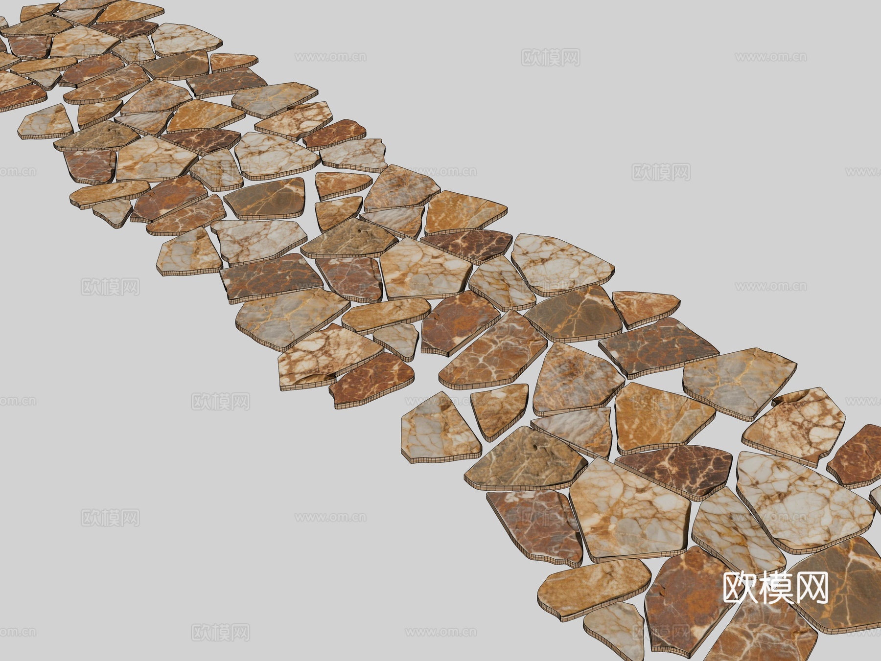 碎拼园路 公园道路 片岩 汀步 铺装 碎拼铺装 片岩碎拼 现su模型