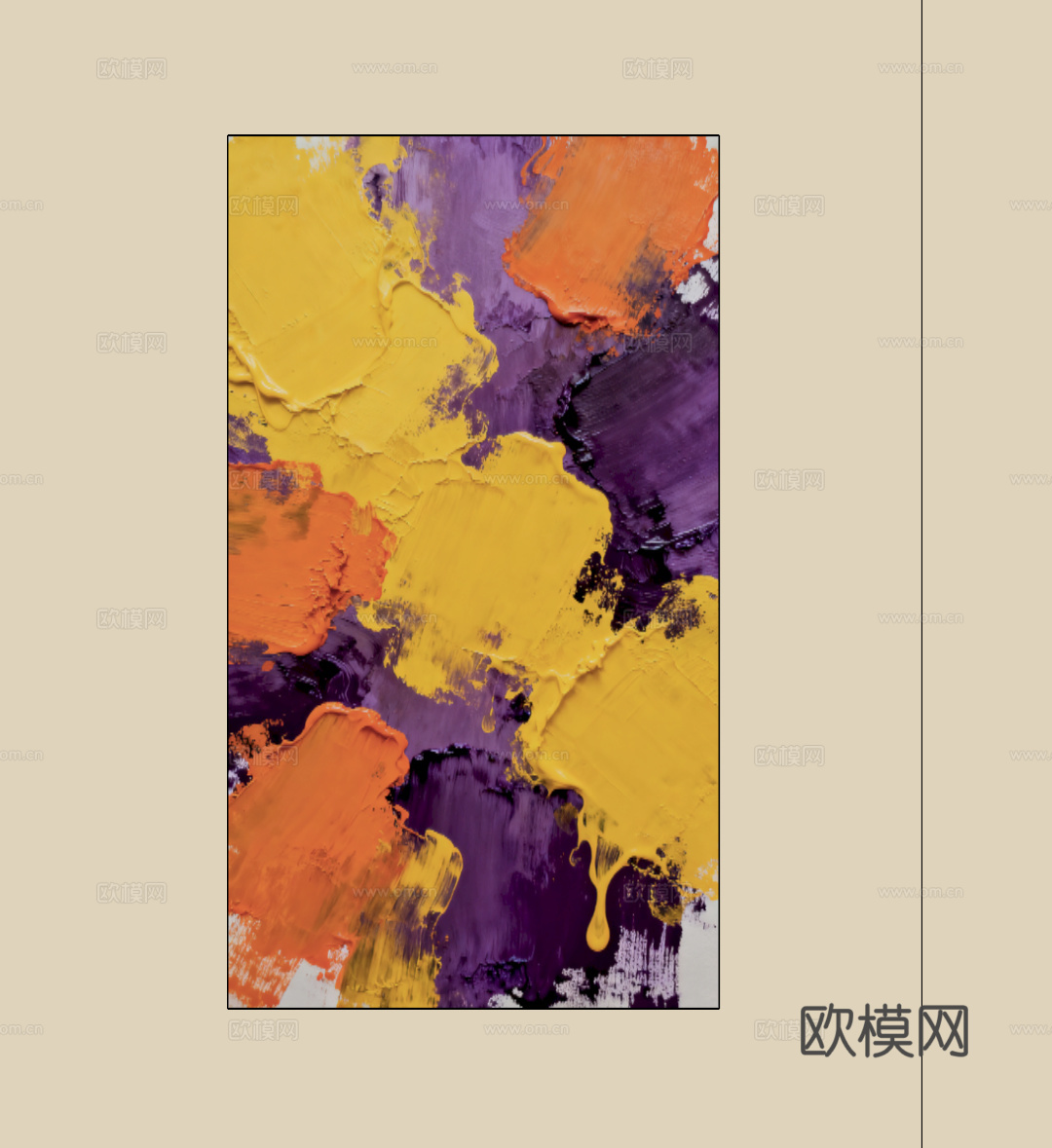 现代抽象油画装饰画su模型